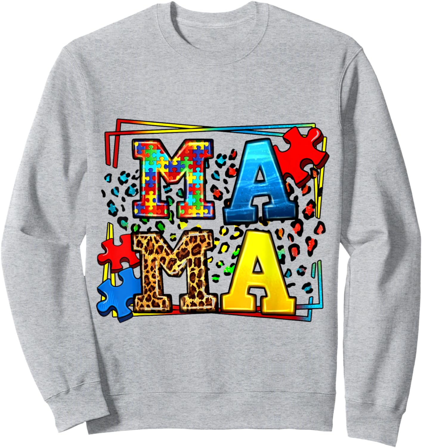 Mama Autism Funny Mom Christmas Mother Day Sweatshirt - Sweatshirt | Ash