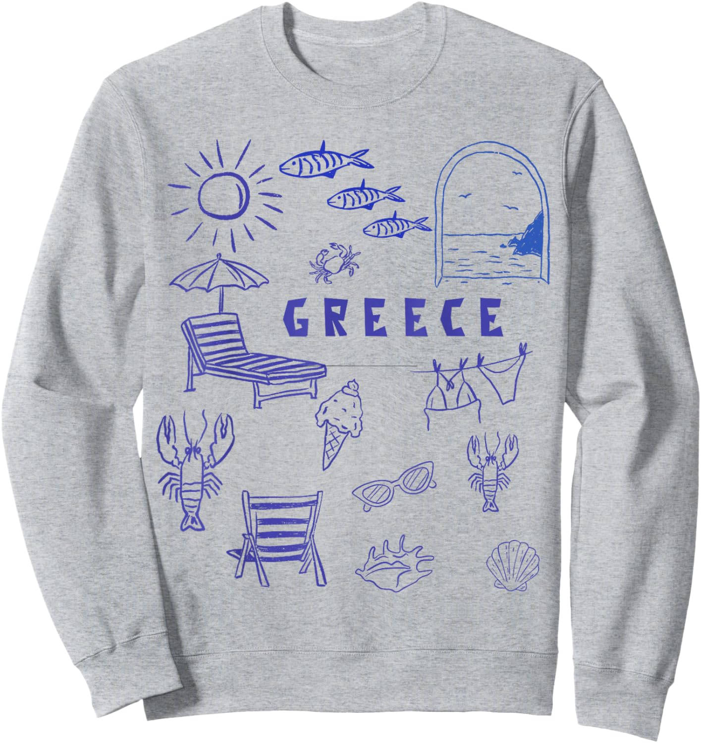 Greek Souvenir Kids Famous Icons from Greece Boys Girls Sweatshirt - Sweatshirt | Ash