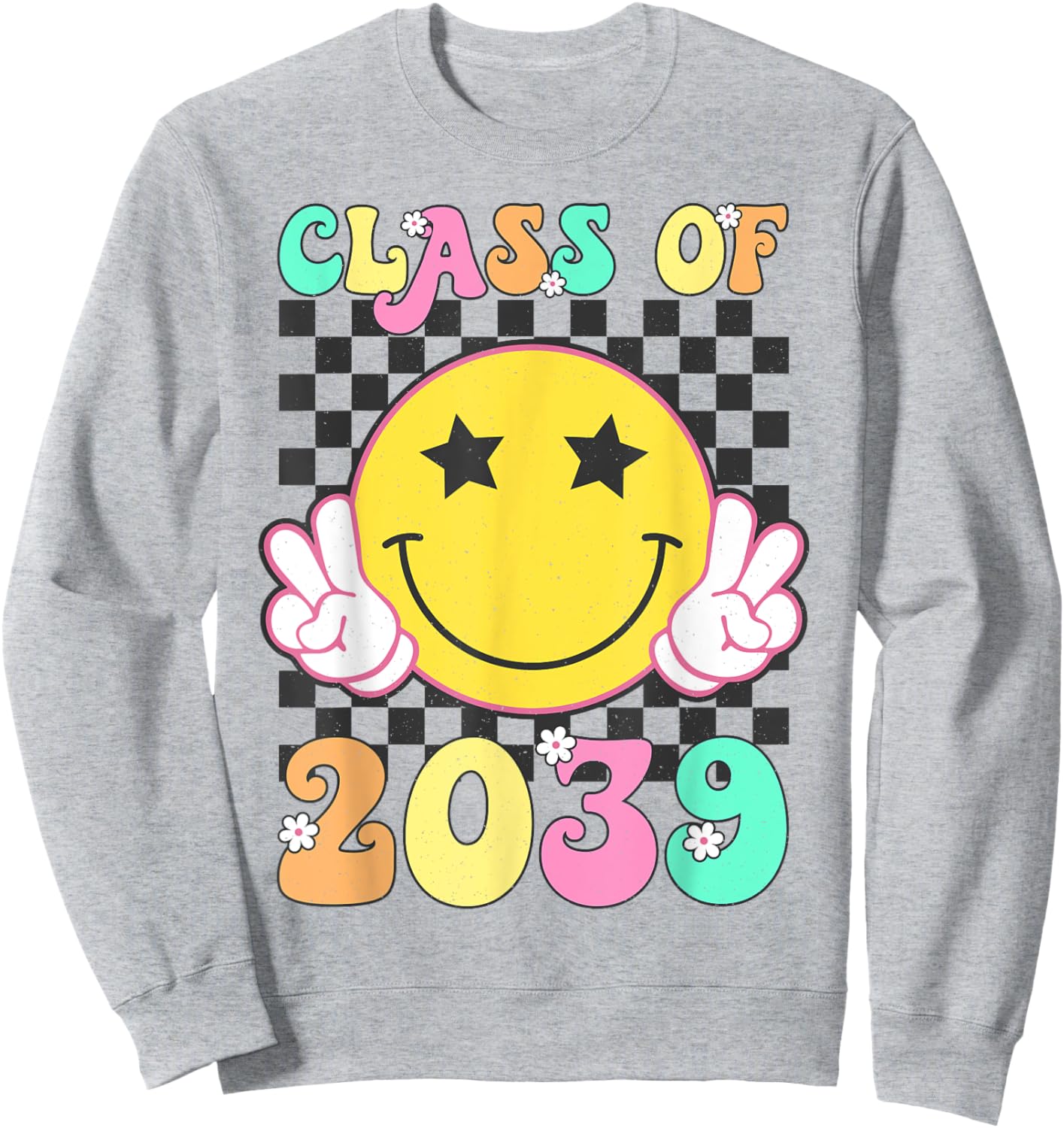 Retro Class of 2039 Grow With Me Back to School Kindergarten Sweatshirt - Sweatshirt | Ash