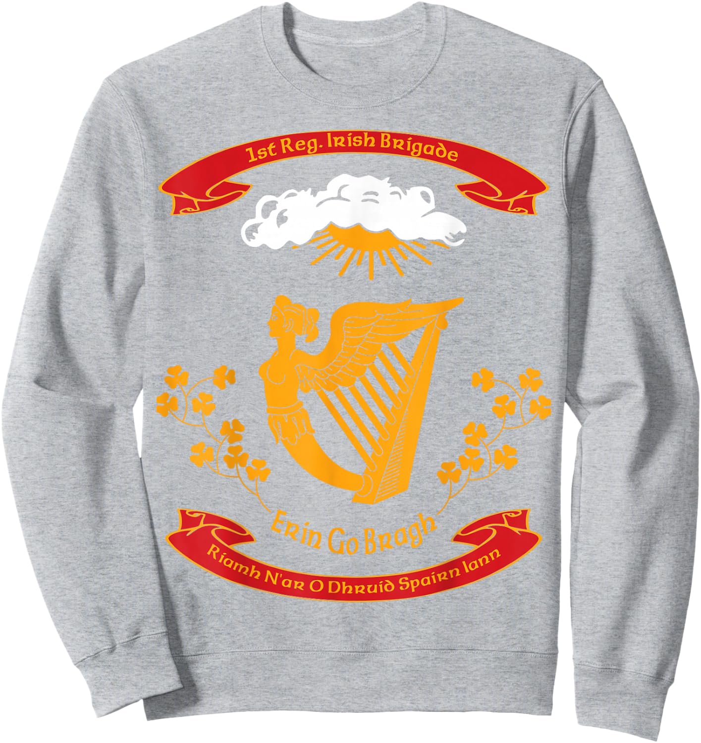 1987 Designs Civil War Era 1st Irish Brigade Flag Sweatshirt - Sweatshirt | Ash