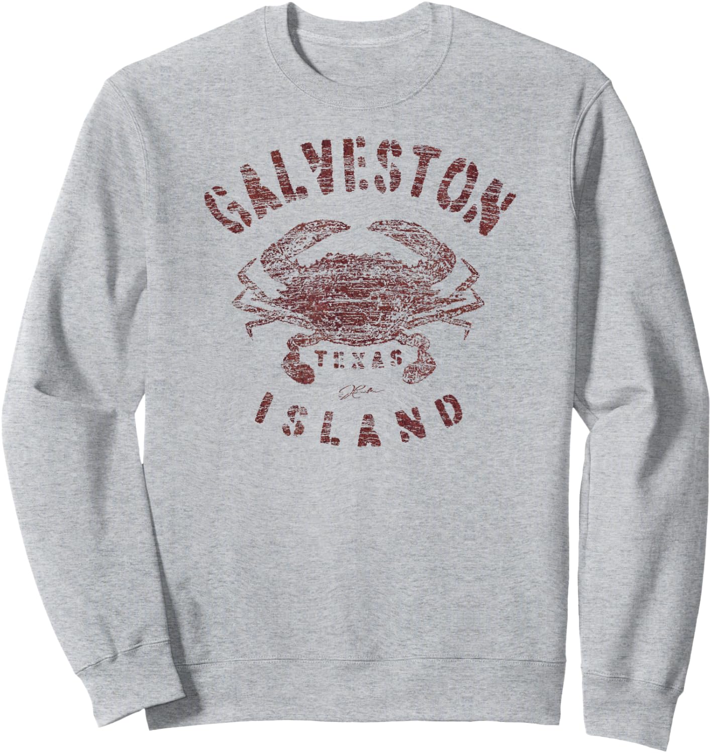 JCombs: Galveston Island, TX, Blue Crab (Distressed) Sweatshirt - Sweatshirt | Ash