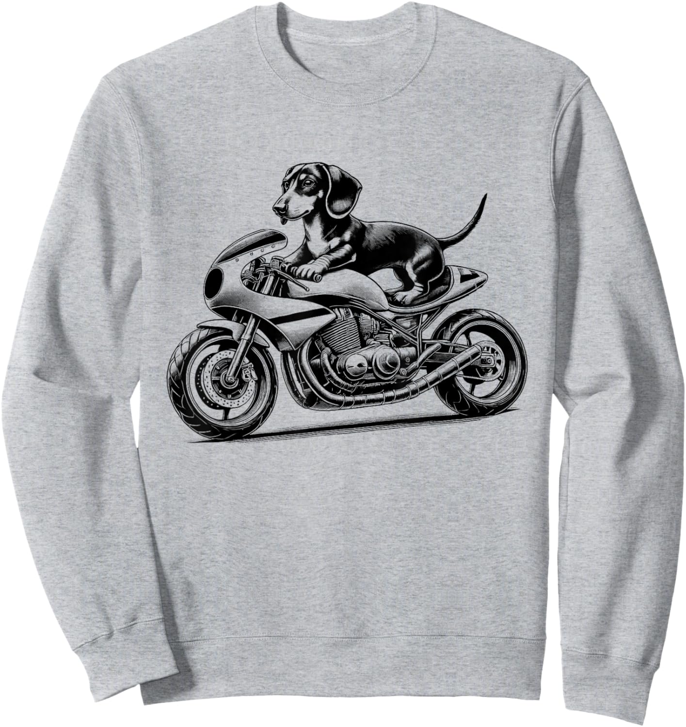 Cool Dachshund Riding a Motorcycle Biker Dog Lover Sweatshirt - Sweatshirt | Ash
