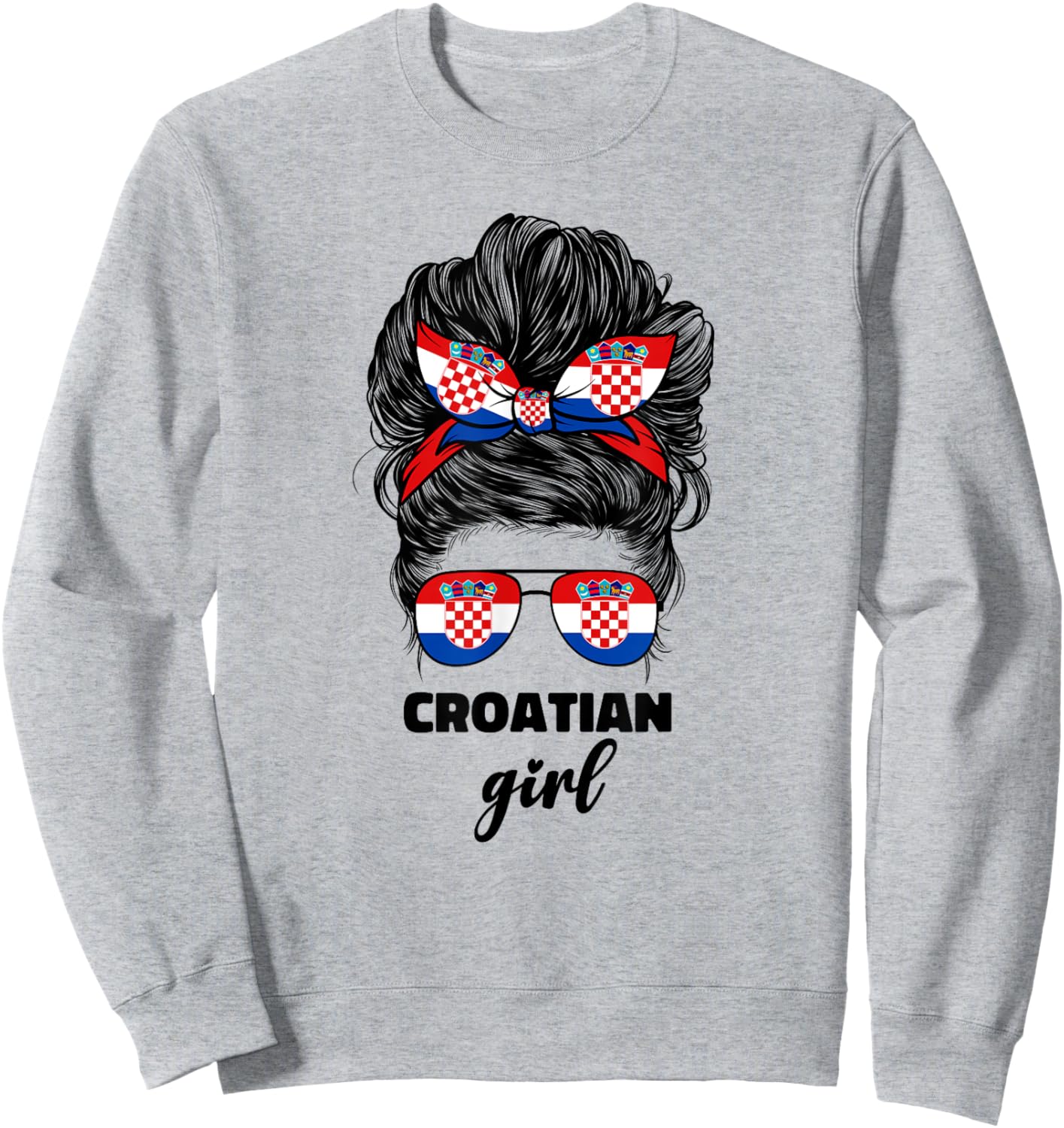 Croatian Girl Hrvatska Croats Croatia Flag Girls Sweatshirt - Sweatshirt | Ash