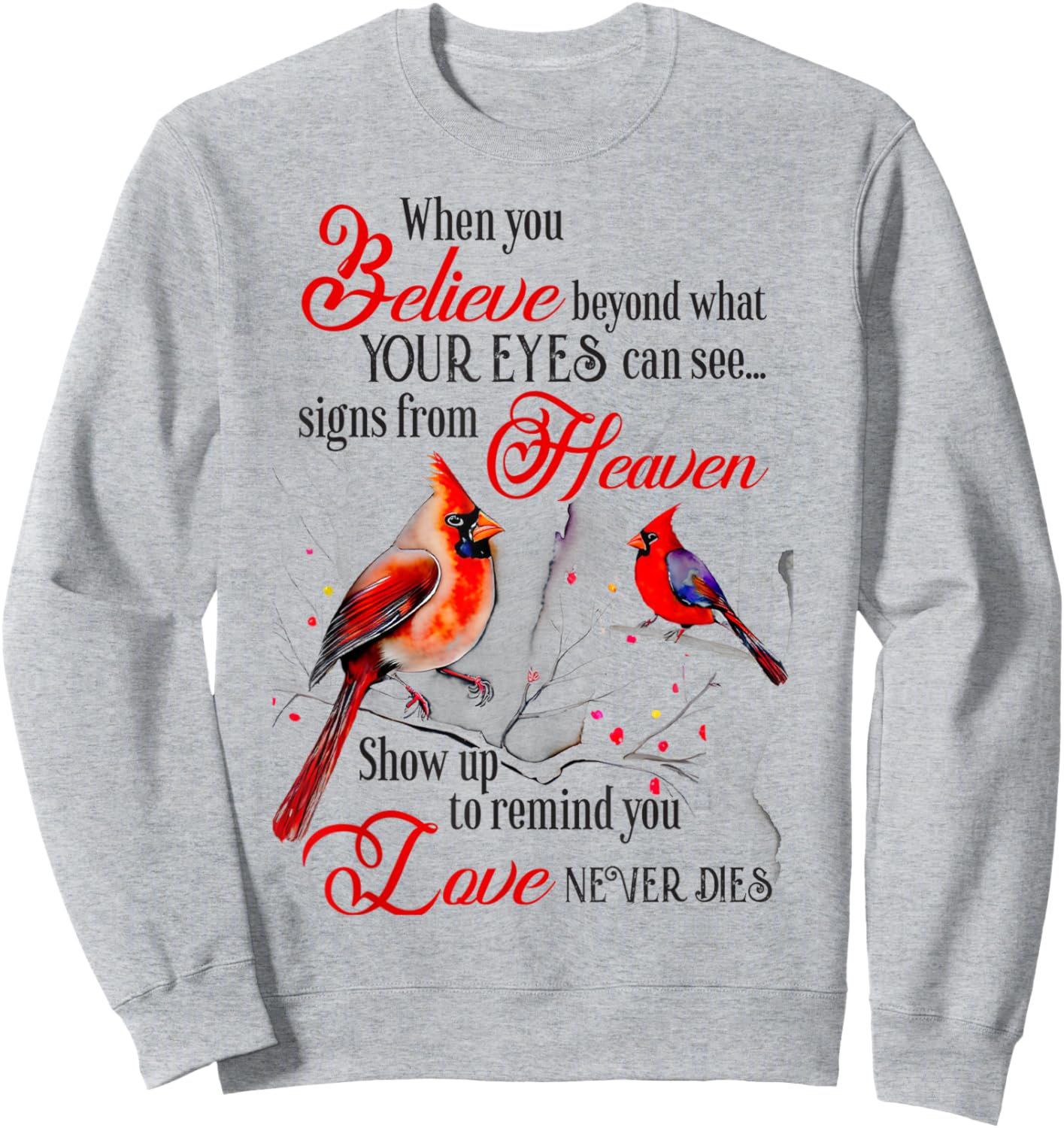 Women Mom Friend Christian Religious Cardinal Bird Sweatshirt - Sweatshirt | Ash