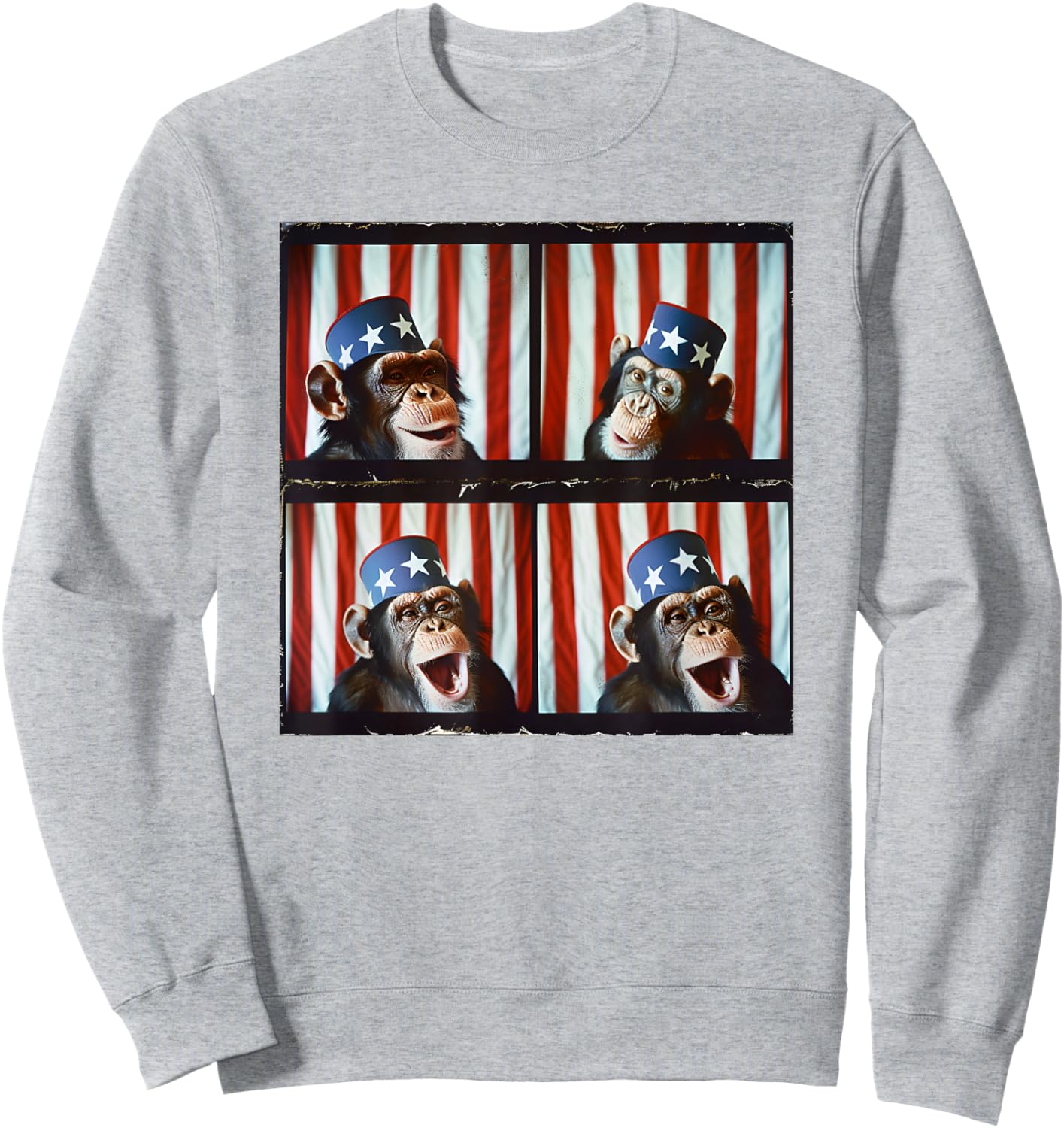 Monkey Patriotic Animal American Flag 4th Of July Monkey Kids Men Sweatshirt - Sweatshirt | Ash