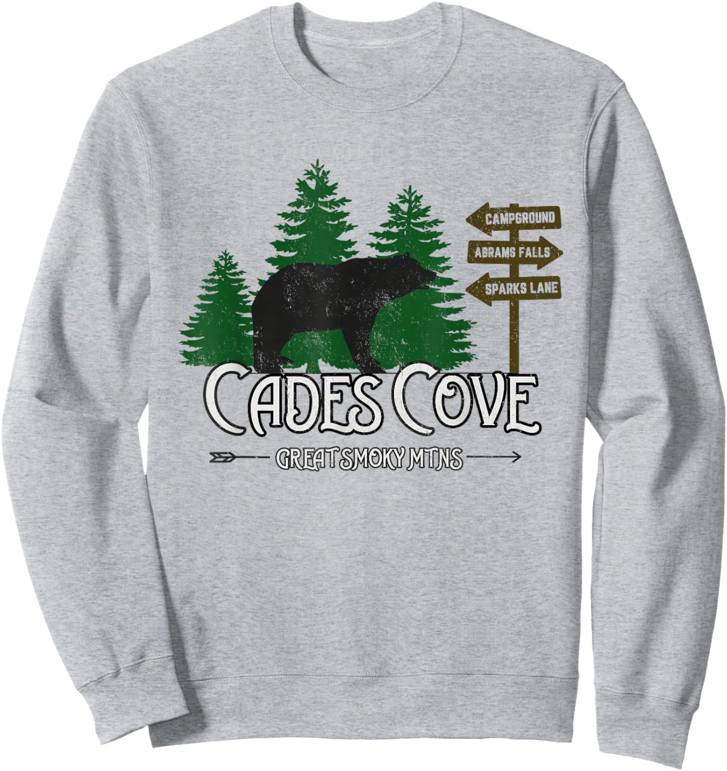 Cades Cove Black Bear Road Sign Sweatshirt - Sweatshirt | Ash