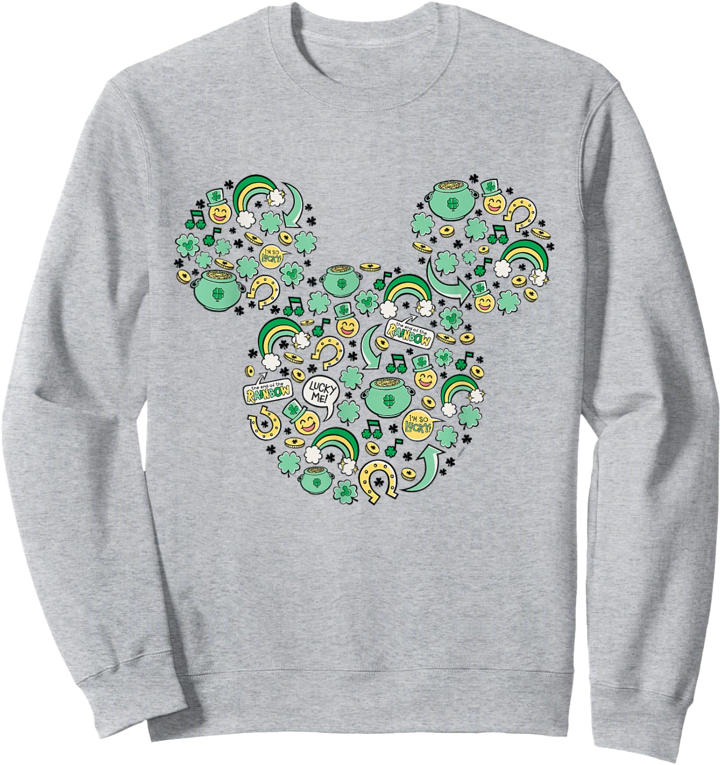 Disney Mickey Mouse St. Patrick's Day Lucky Icons Face Shape Sweatshirt - Sweatshirt | Ash