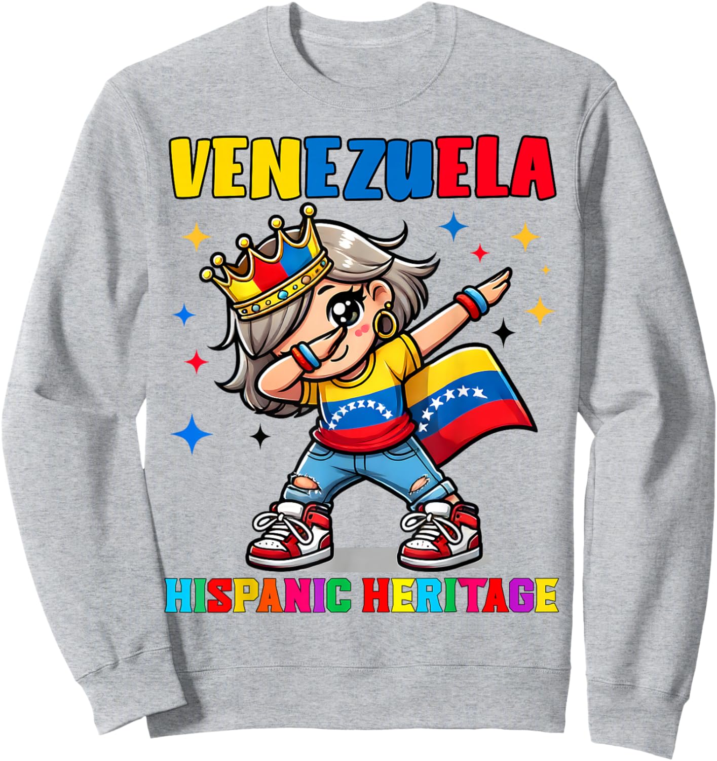 Venezuela Dabbing Girl Hispanic Heritage Celebration for Kid Sweatshirt - Sweatshirt | Ash