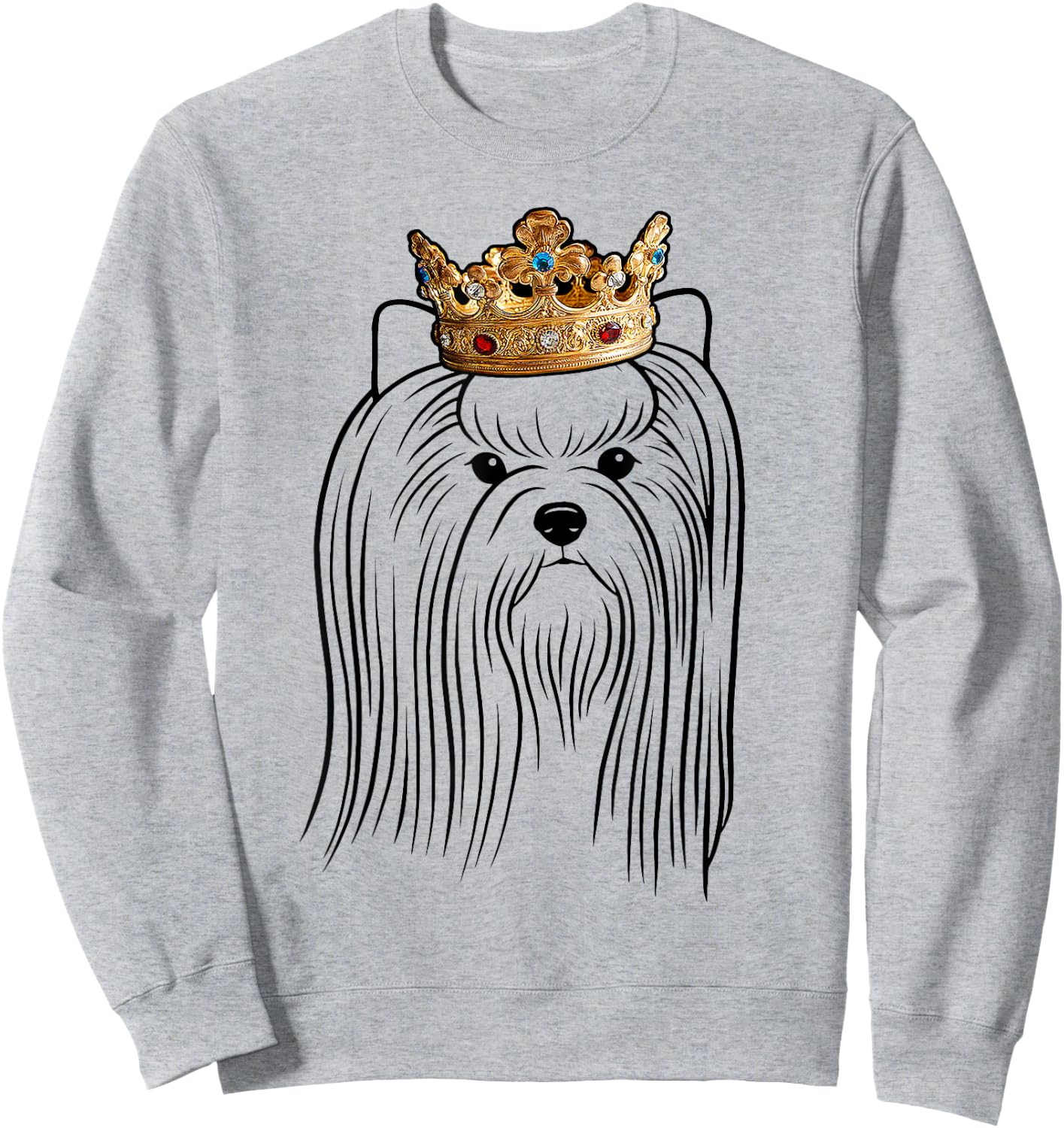 Biewer Terrier Dog Wearing Crown Men Women Girls Kids Sweatshirt - Sweatshirt | Ash