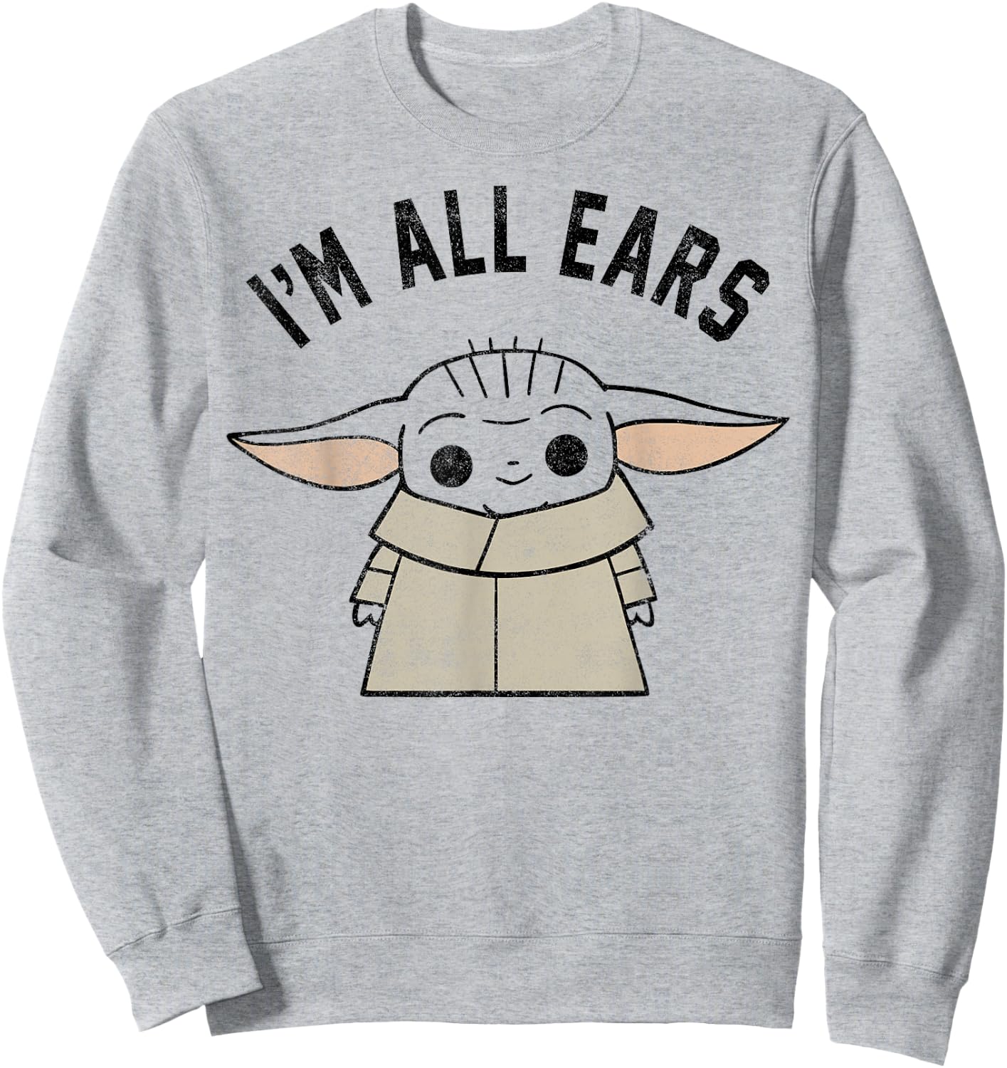 Star Wars The Mandalorian The Child I'm All Ears Outline Sweatshirt - Sweatshirt | Ash