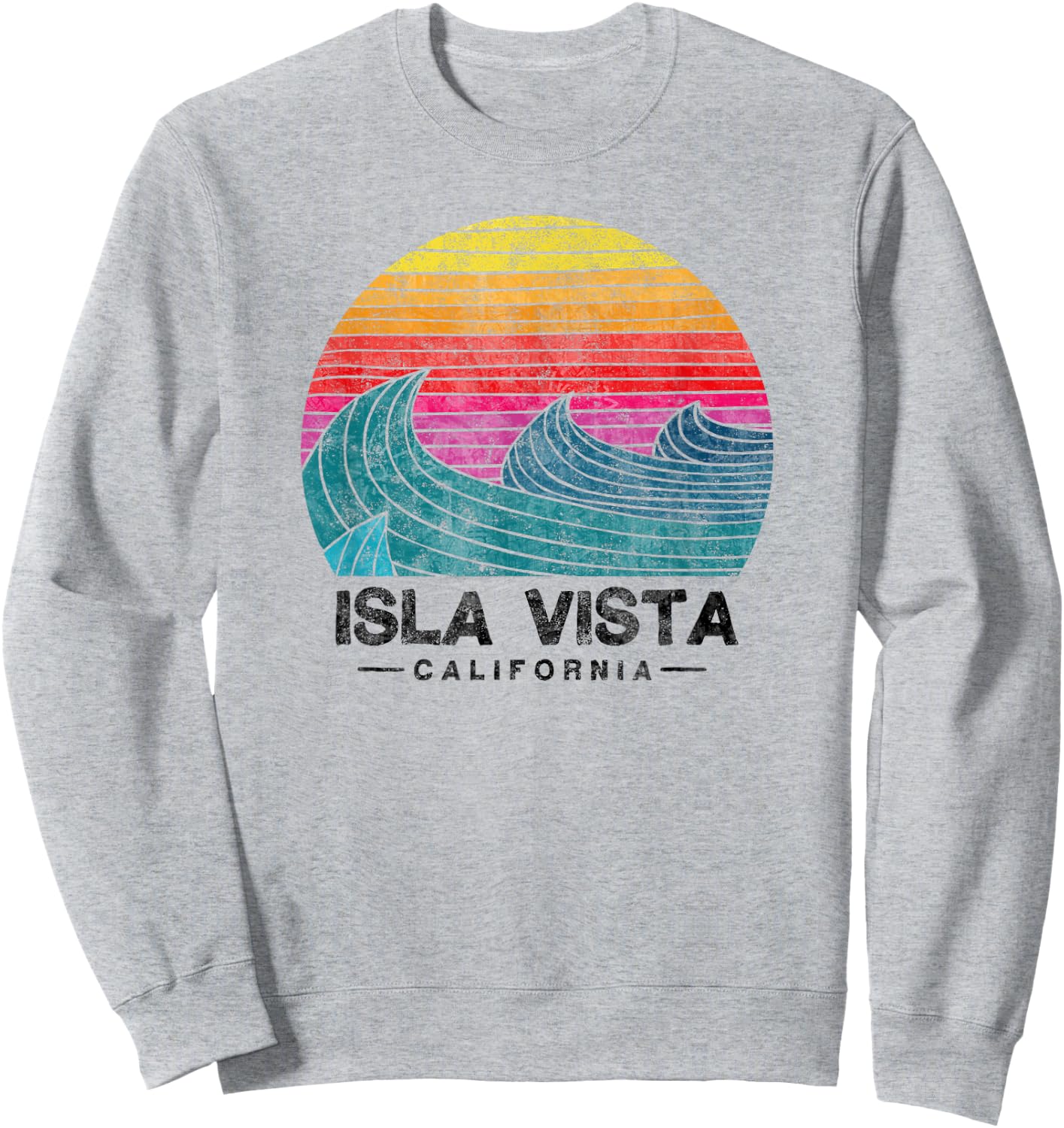 Isla Vista Surfing Waves Beach Retro California Sunset Surf Sweatshirt - Sweatshirt | Ash