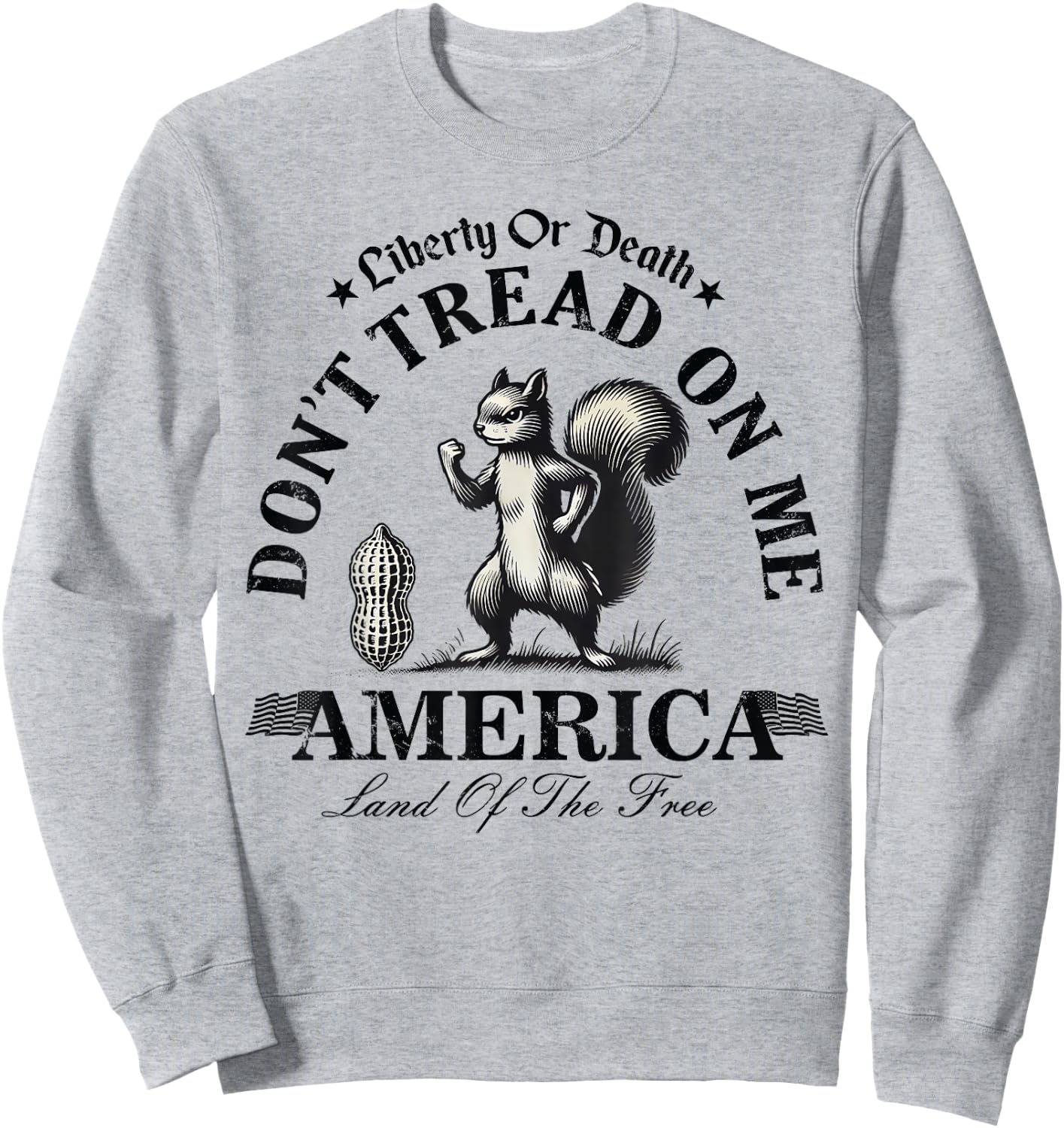Don't Tread on Me Squirrel Liberty - Justice for Peanut -Adult Blue Small Classic Modern Short Sleeve Sweatshirt - Sweatshirt | Ash