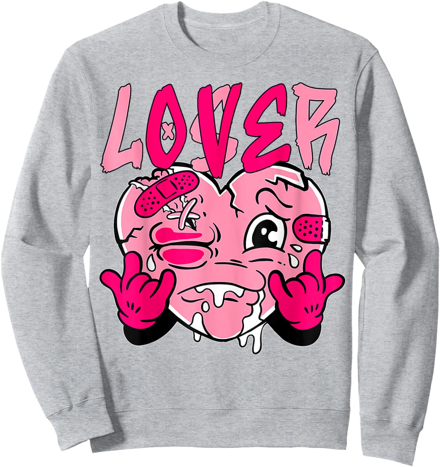Pink Loser Lover Pink Drip Heart Matching Women Sweatshirt - Sweatshirt | Ash