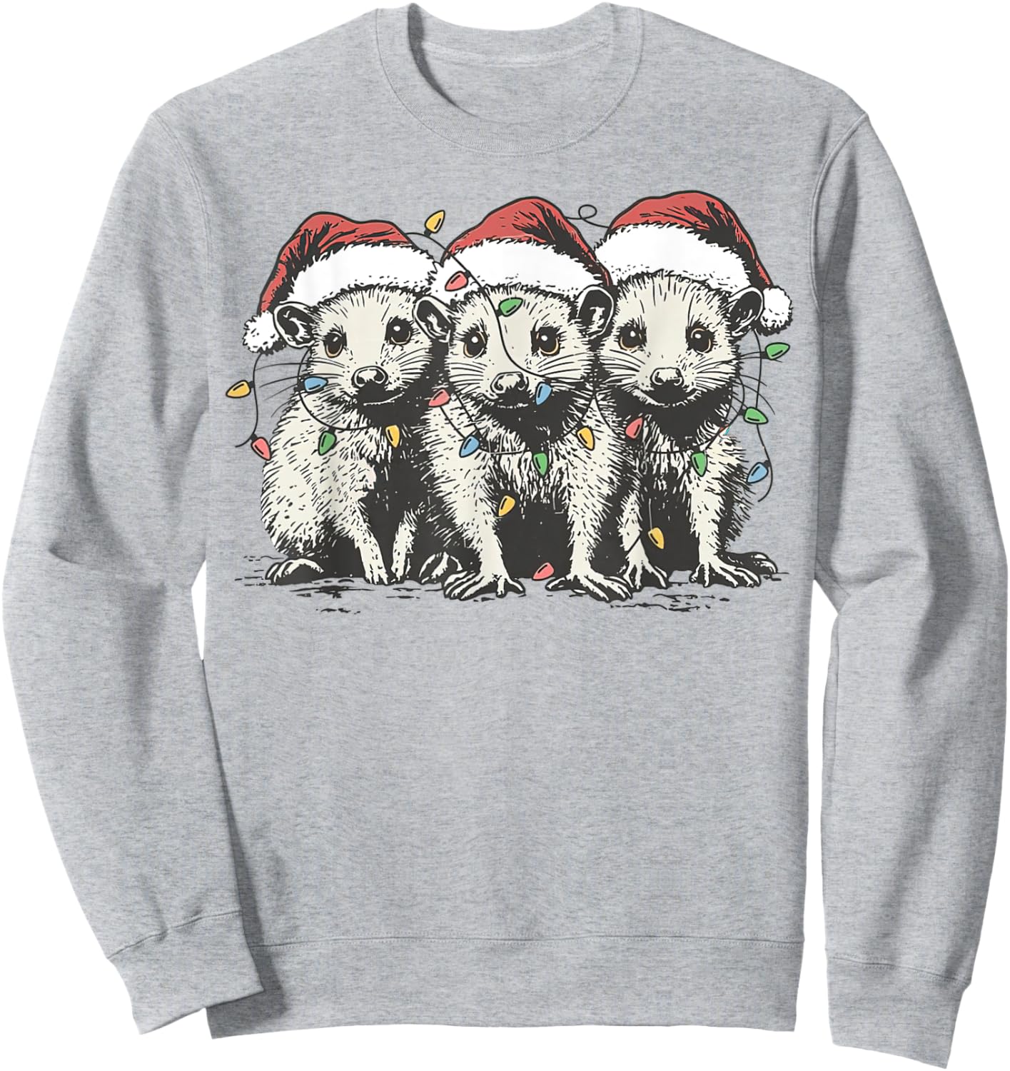 Vintage Cute Opossum Possum Christmas Girls Sweatshirt - Sweatshirt | Ash