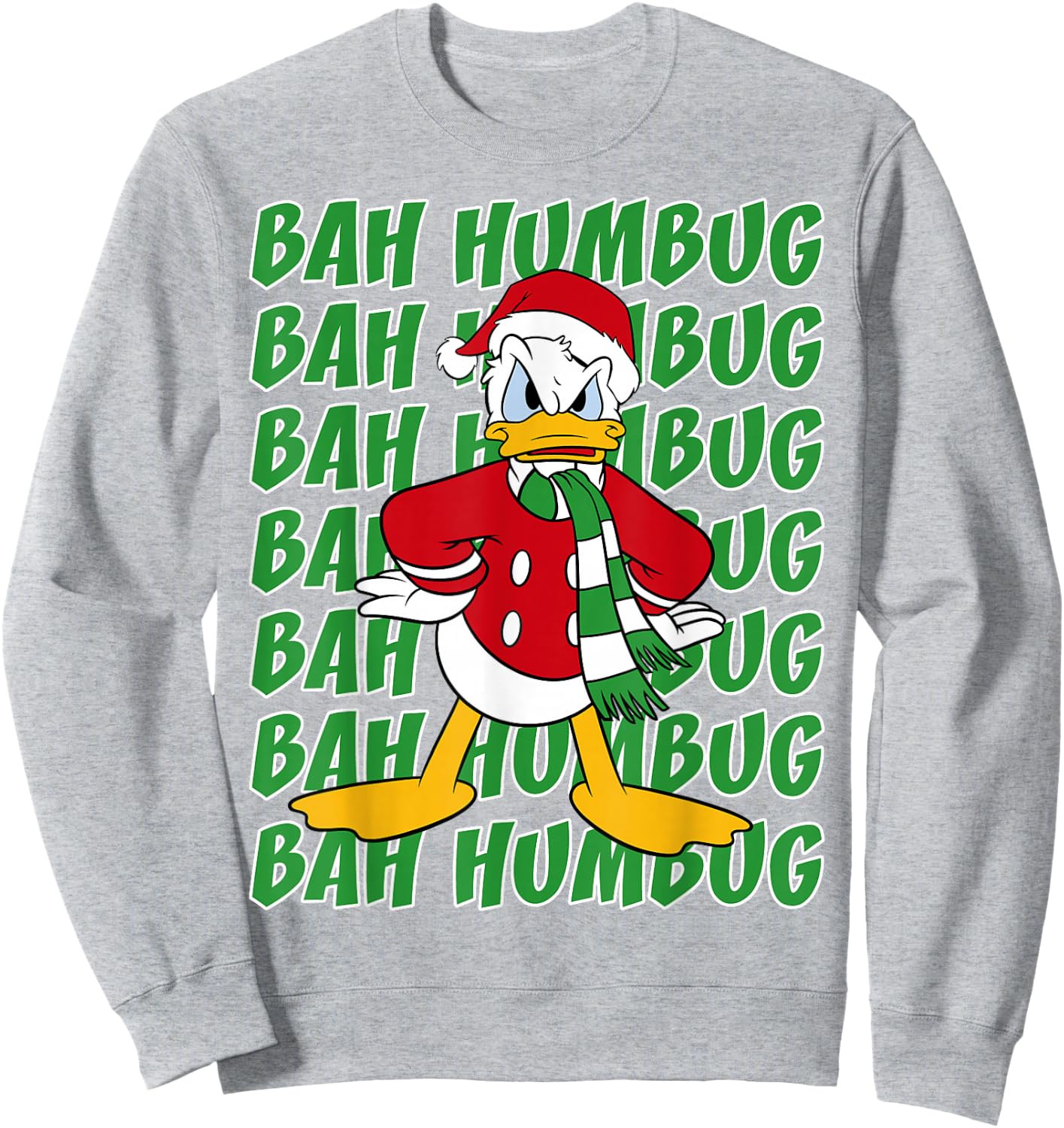 Disney Donald Duck Bah Humbug Christmas Text Stack Sweatshirt - Sweatshirt | Ash