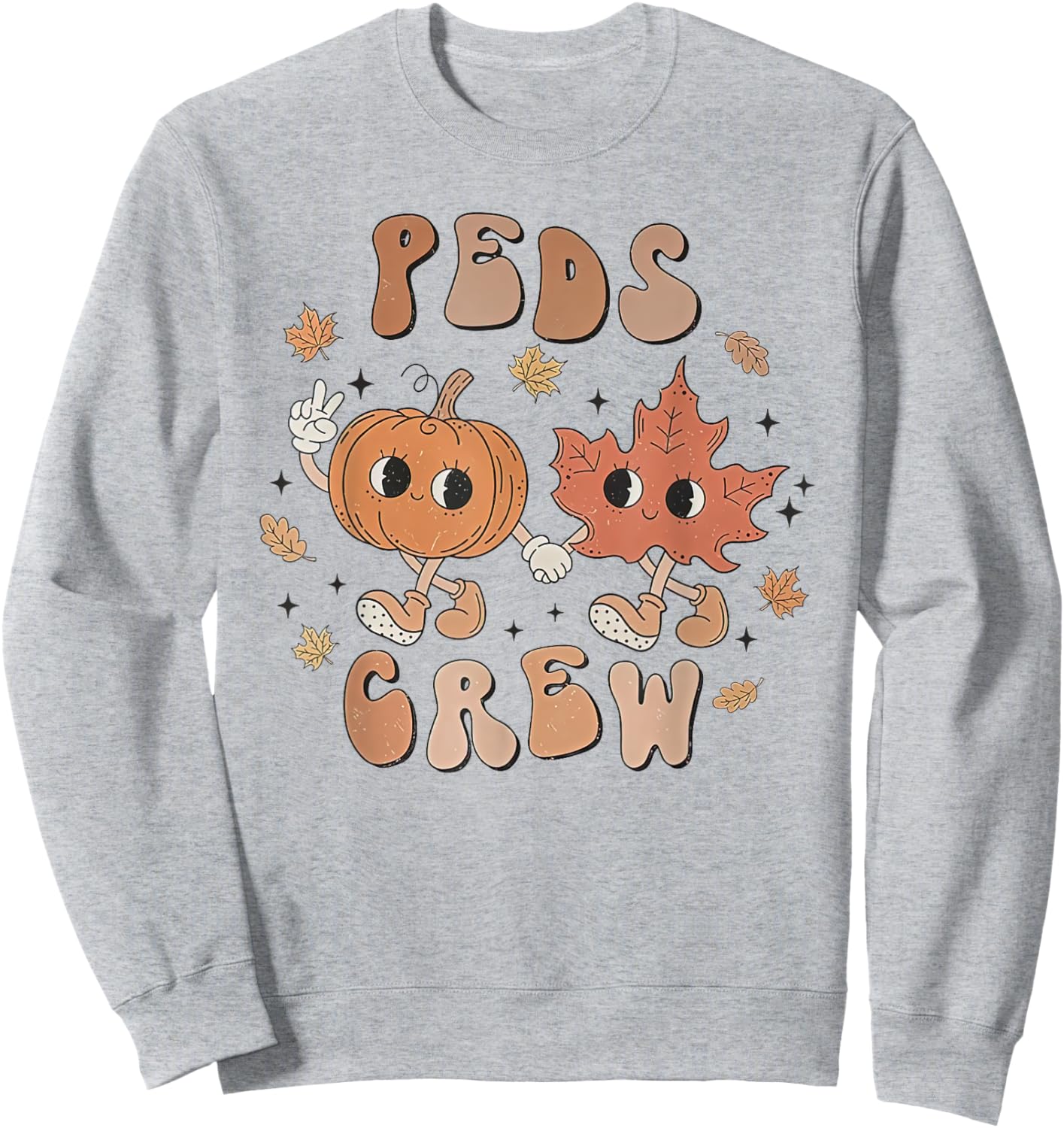 PEDS Crew Nurse etro Groovy Pumpkin Thanksgiving Pediatrics Sweatshirt - Sweatshirt | Ash