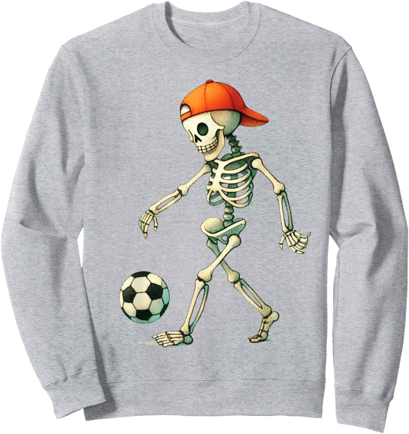 Skeleton Soccer Halloween Costume Funny Men Boys Kids Sweatshirt - Sweatshirt | Ash