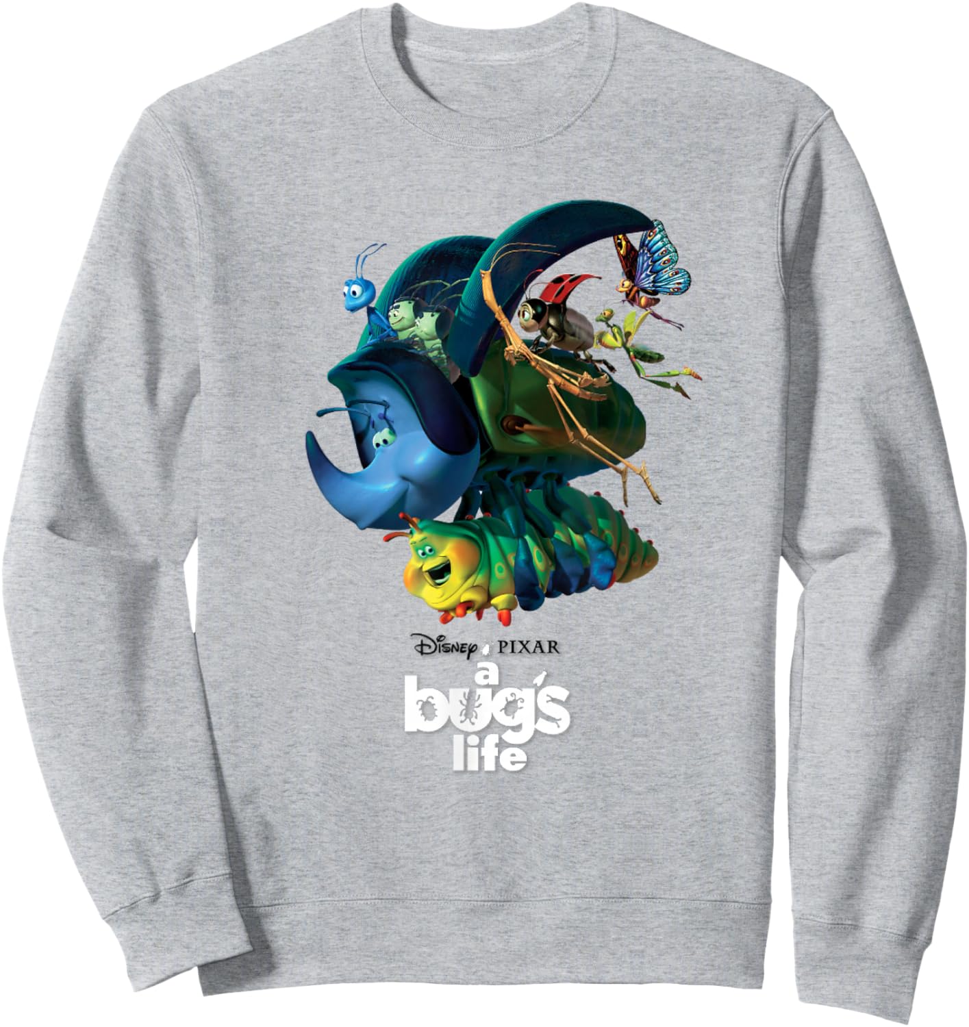 Disney Pixar A Bug's Life Iconic Characters Group Shot Logo Sweatshirt - Sweatshirt | Ash