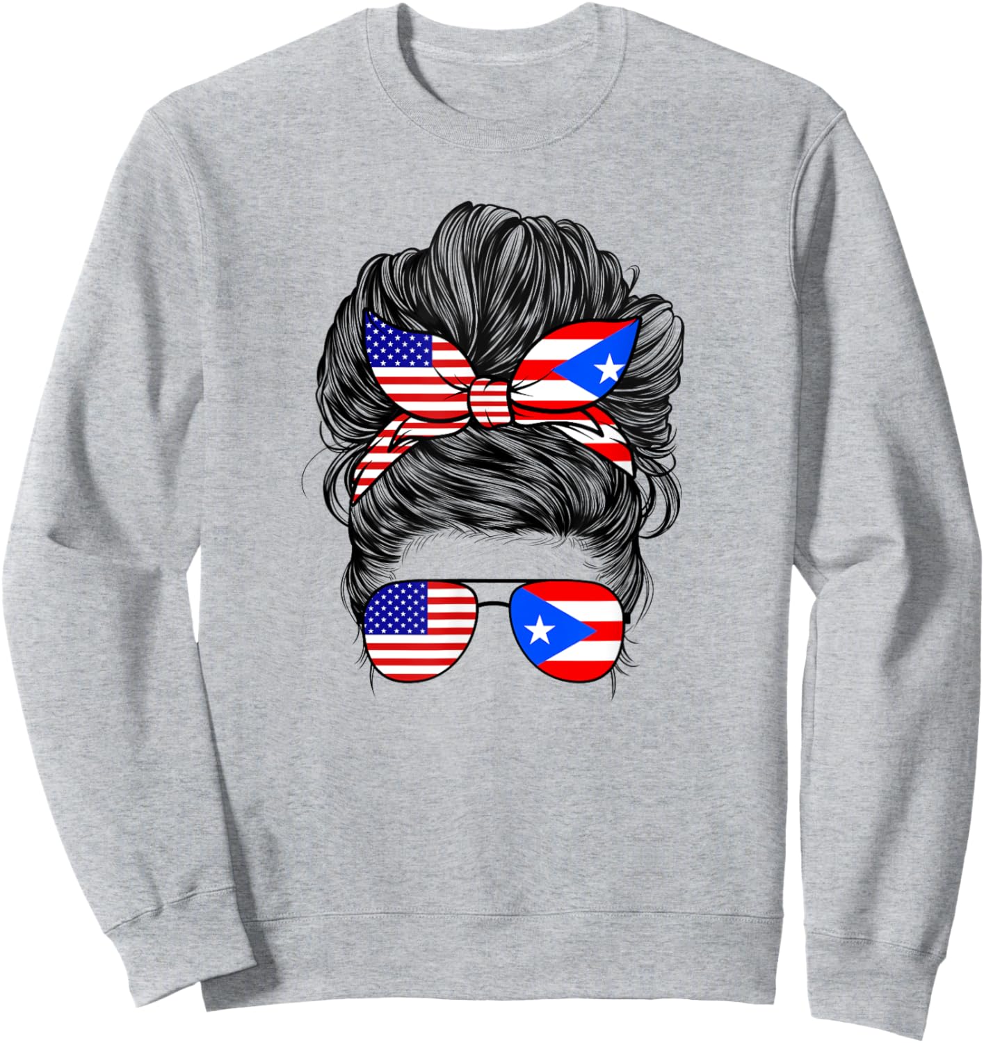 Half American And Puerto Rican Rico Flag Mix Girl Boricua Sweatshirt - Sweatshirt | Ash