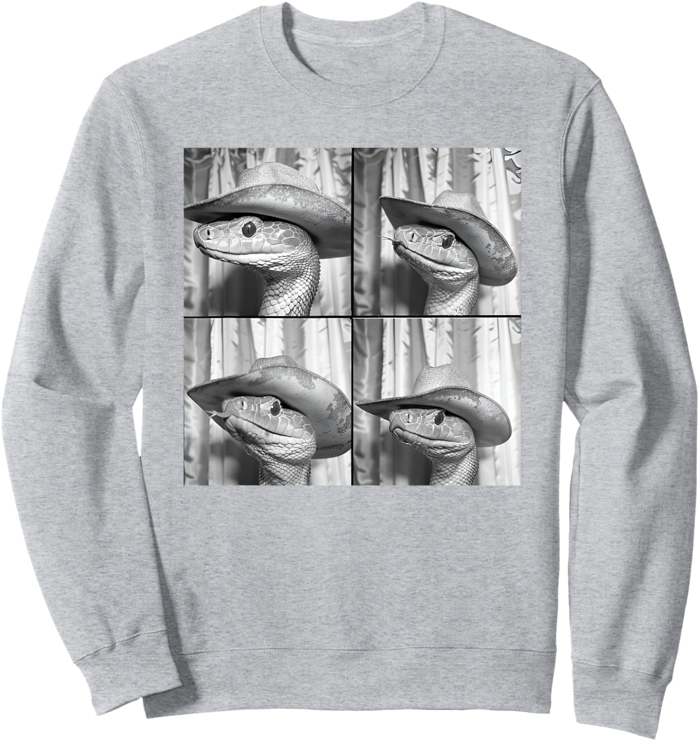 Snake In Cowboy Hat Funny Animal Photobooth Snake Face Sweatshirt - Sweatshirt | Ash