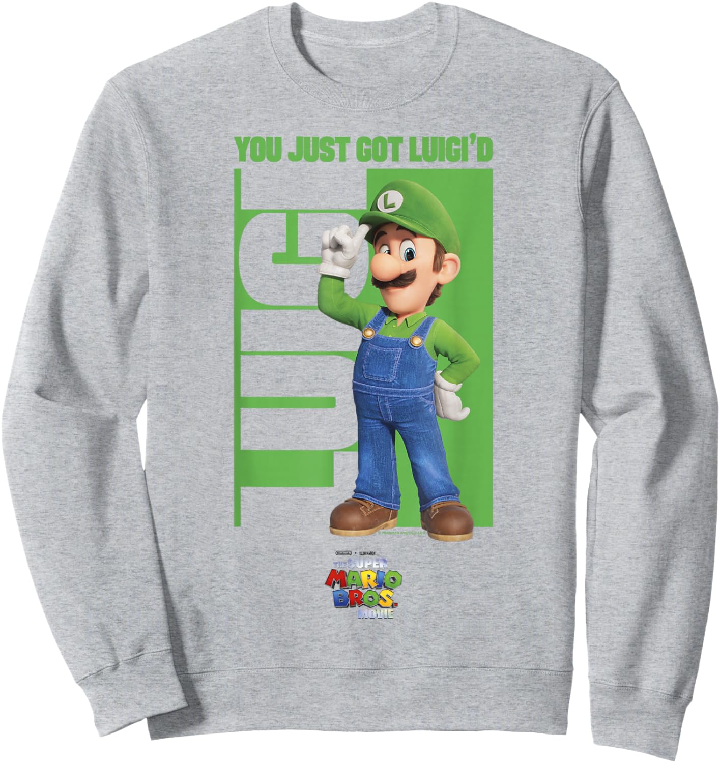 The Super Mario Bros. Movie Luigi You Just Got Luigi'd Logo Sweatshirt - Sweatshirt | Ash