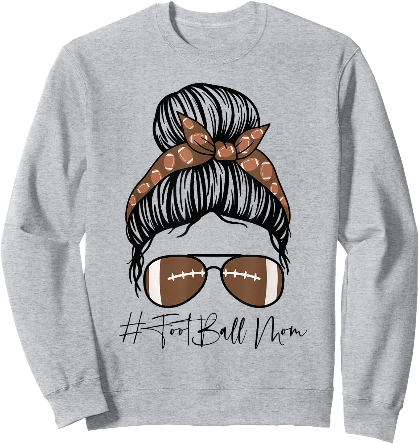 Football Mom Messy Bun Sweatshirt - Sweatshirt | Ash