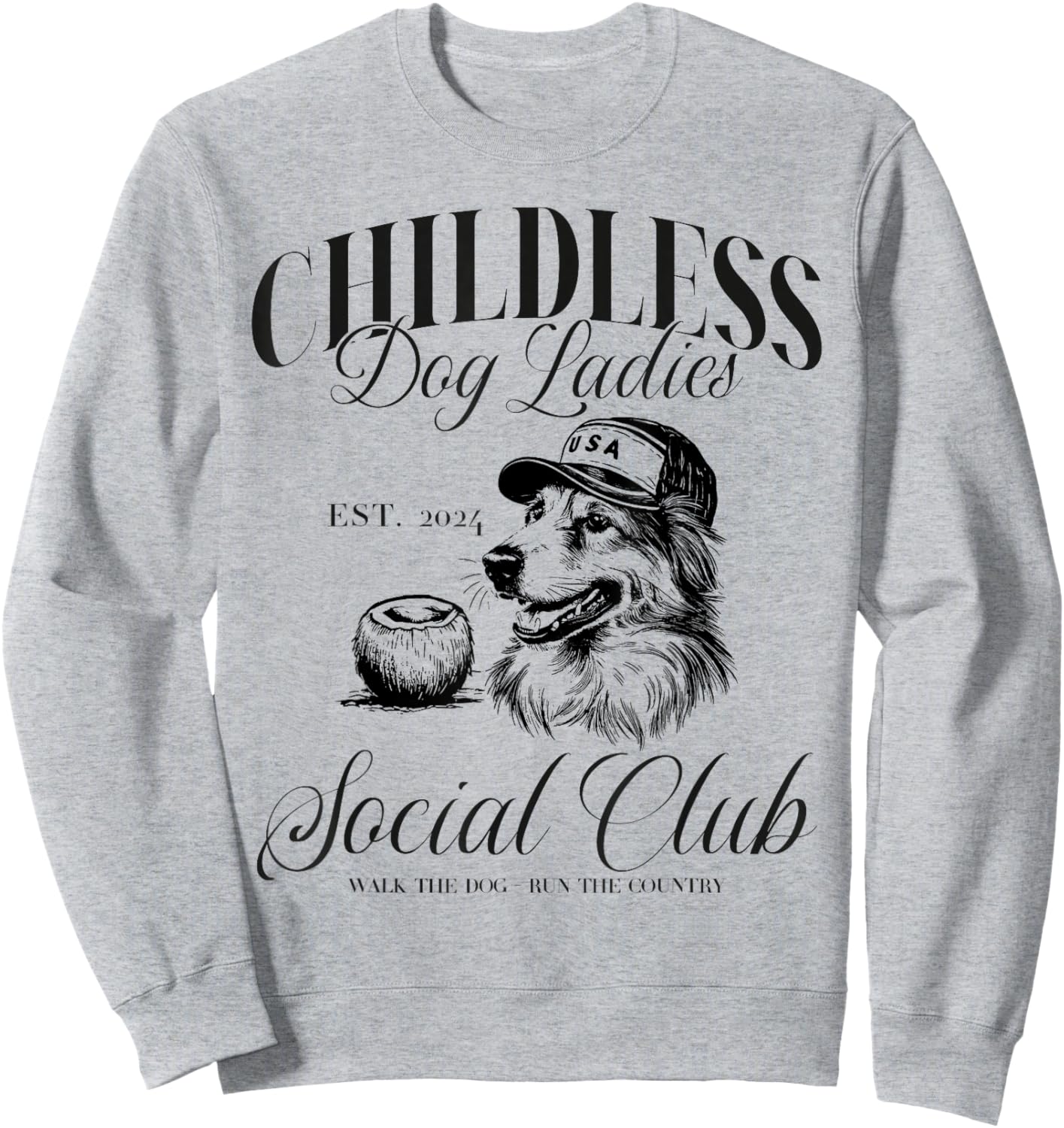 Childless Dog Lady Ladies USA Vintage 2024 Sweatshirt - Sweatshirt | Ash