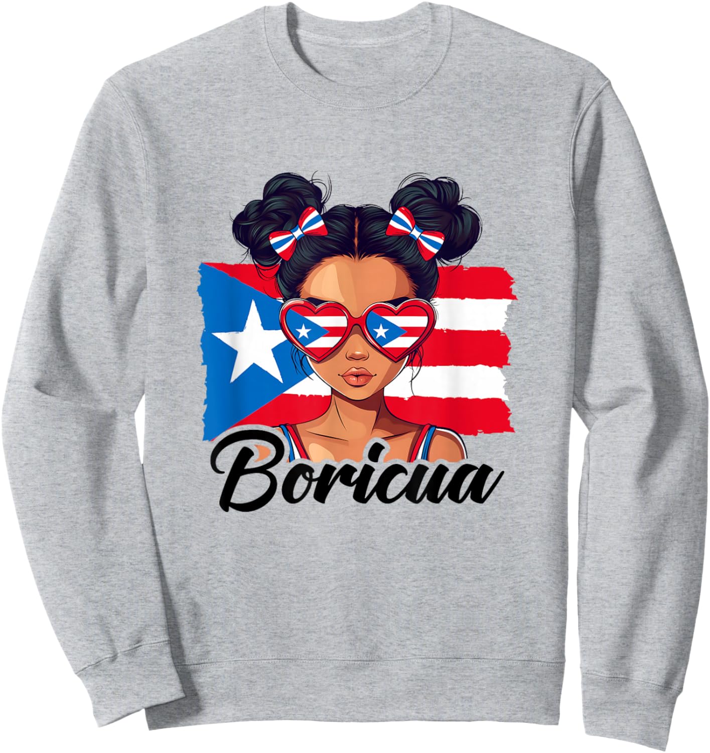 Puerto Rico Hispanic Heritage Messy Bun Puerto Rican Girls Sweatshirt - Sweatshirt | Ash