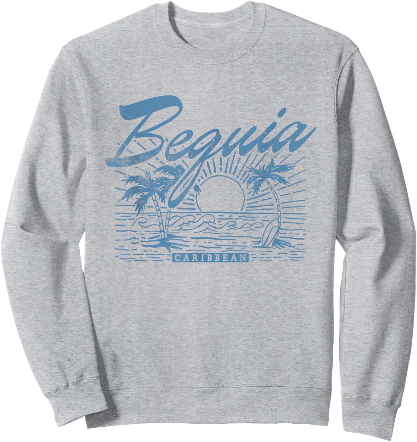 Bequia Caribbean Vintage Distressed Beach Sweatshirt - Sweatshirt | Ash