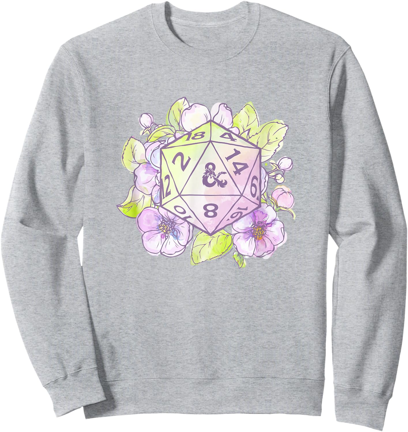 Dungeons & Dragons Retro Pastel Beholder Floral RPG Dice Sweatshirt - Sweatshirt | Ash