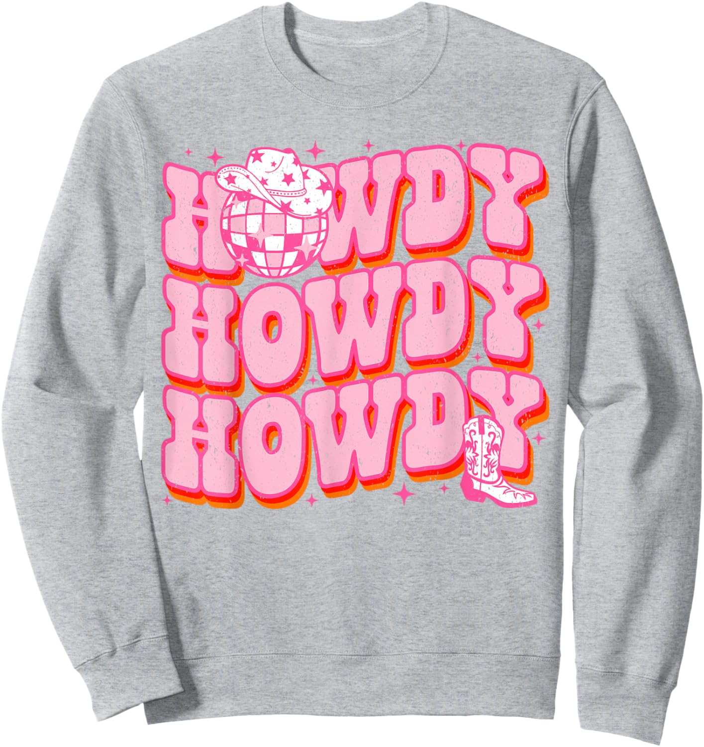 Howdy Southern Western Girl Country Rodeo Pink Disco Cowgirl Sweatshirt - Sweatshirt | Ash