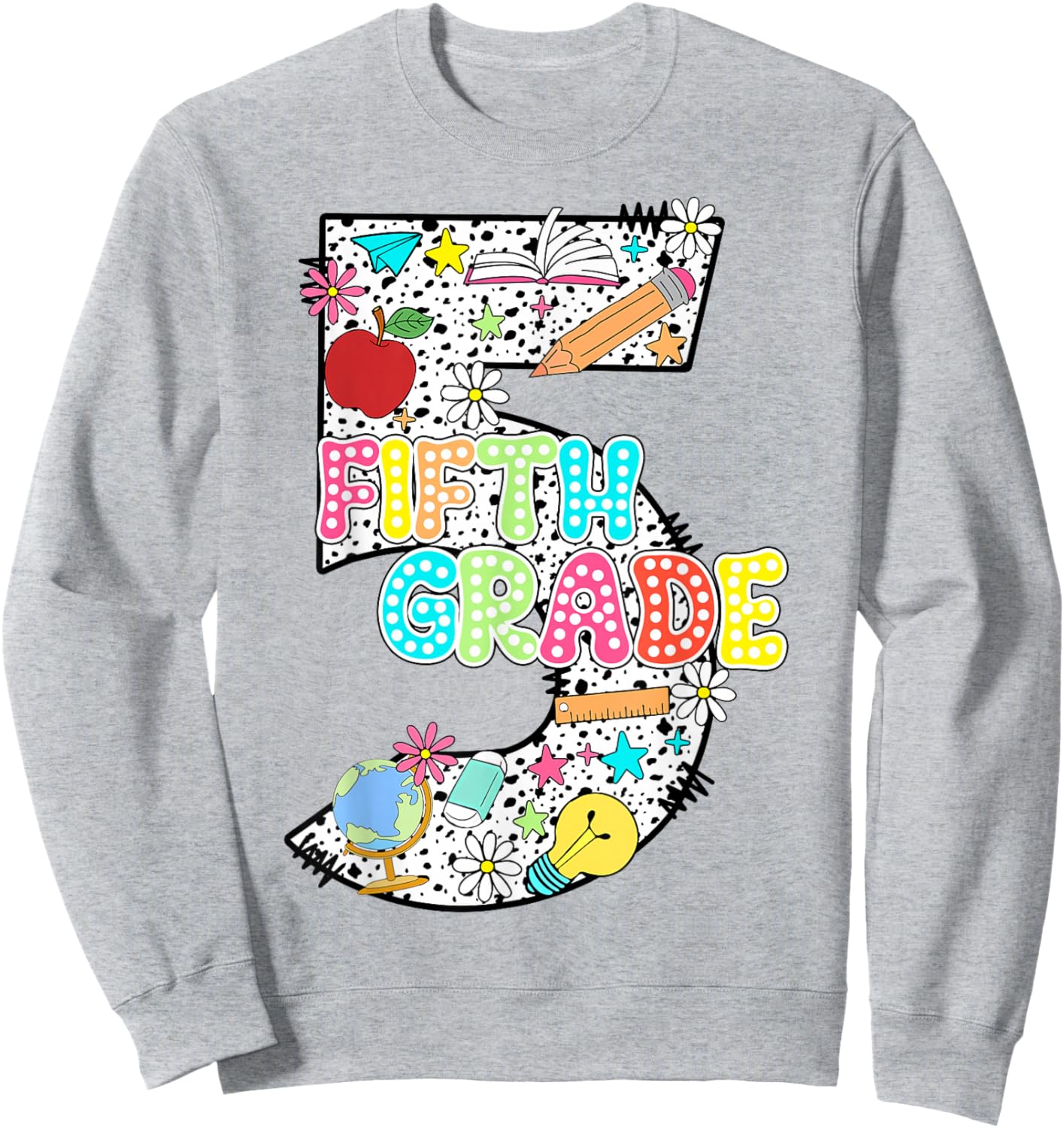 Number 5 Fifth Grade Hello 5th Grade Squad Teacher Student Men Women Kids Sweatshirt - Sweatshirt | Ash