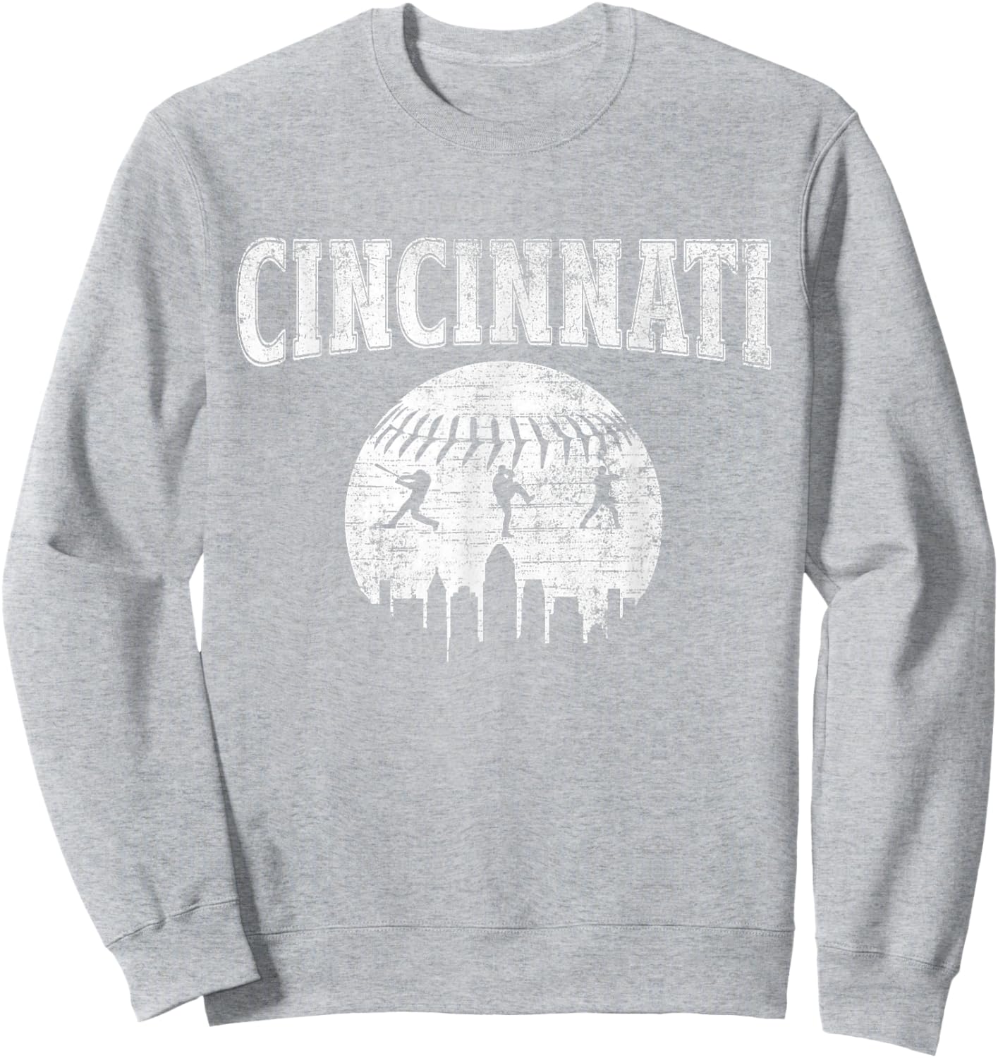 Cincinnati Baseball City Vintage Style Gameday Baseball Sweatshirt - Sweatshirt | Ash