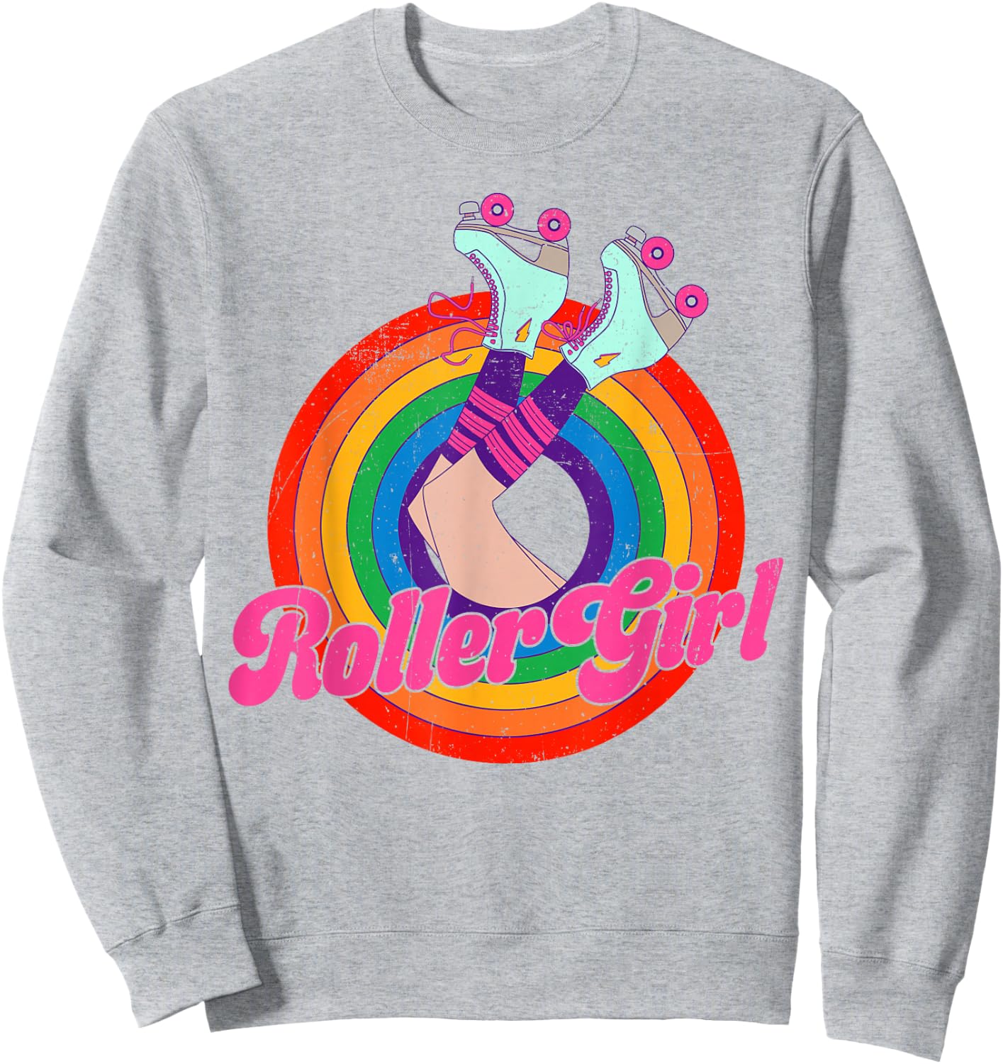 Roller Girl Skating Retro Vintage 70s 80s Skates Sweatshirt - Sweatshirt | Ash