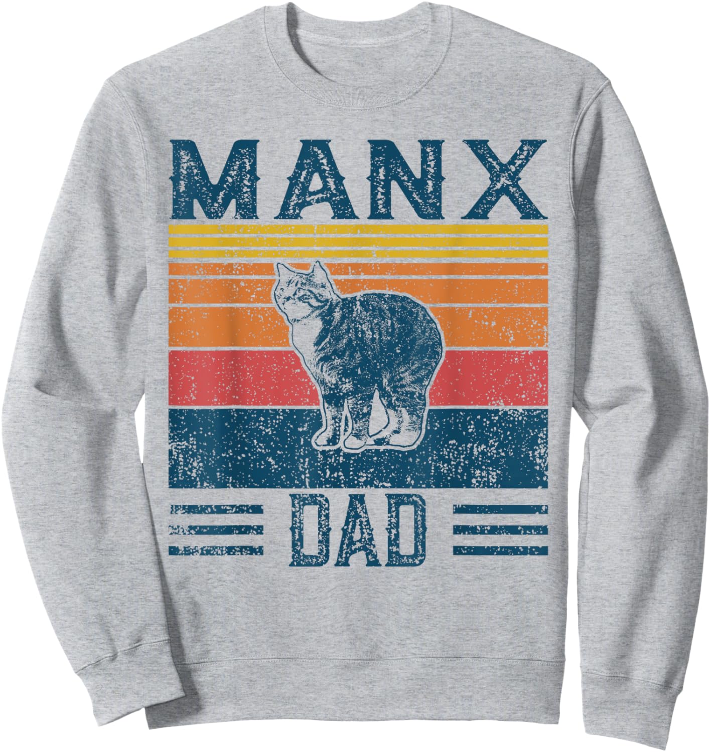 Best Cat Dad Men - Vintage Manx Cat Sweatshirt - Sweatshirt | Ash