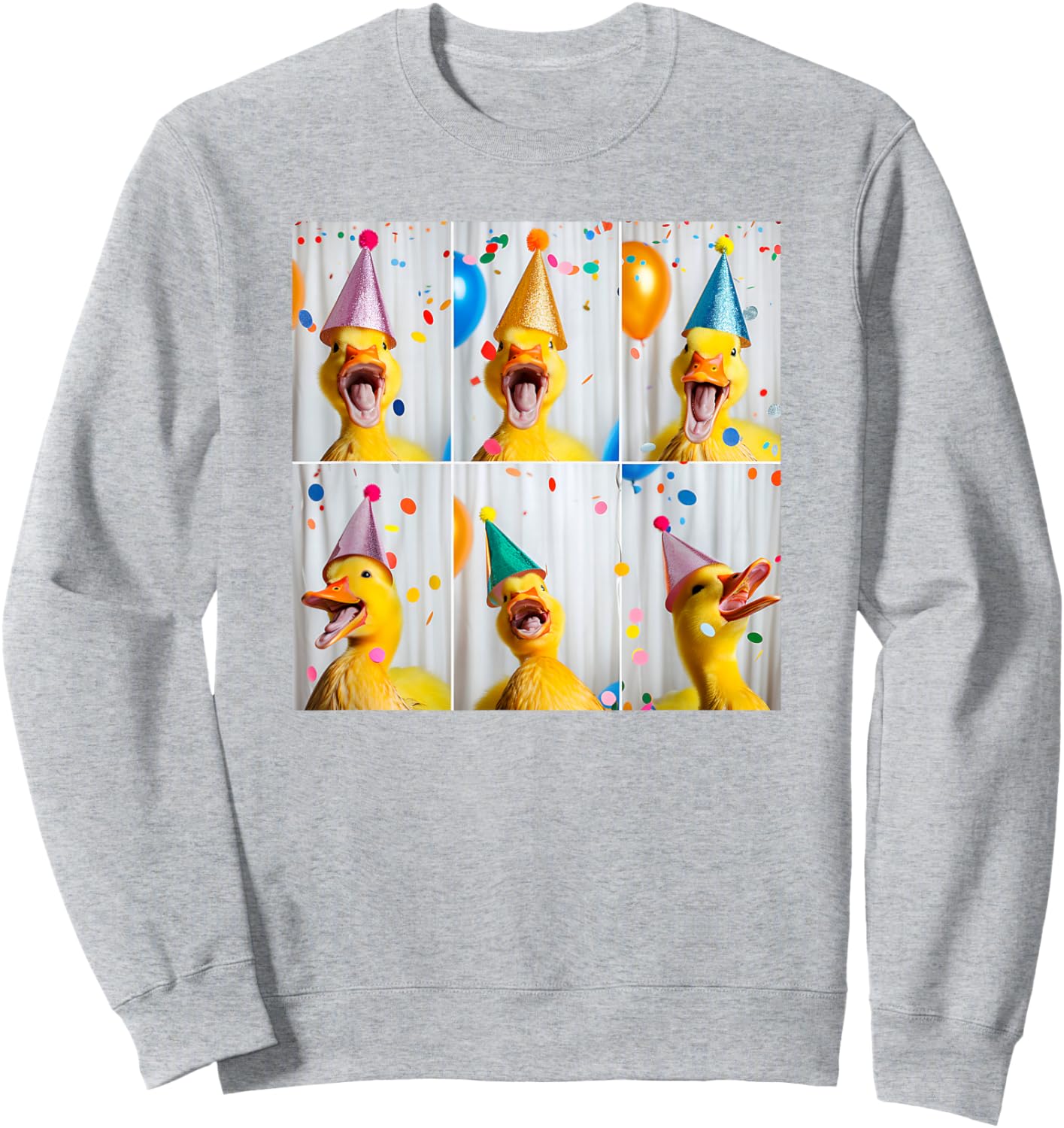 Happy Duck Face Farmyard Chick Colorful Bird Birthday Duck Sweatshirt - Sweatshirt | Ash