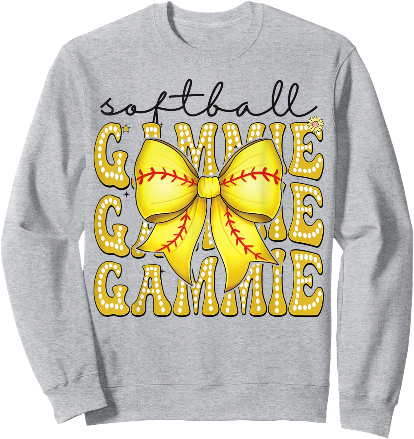 Softball Gammie Retro Softball Coquette Bow Groovy Sweatshirt - Sweatshirt | Ash
