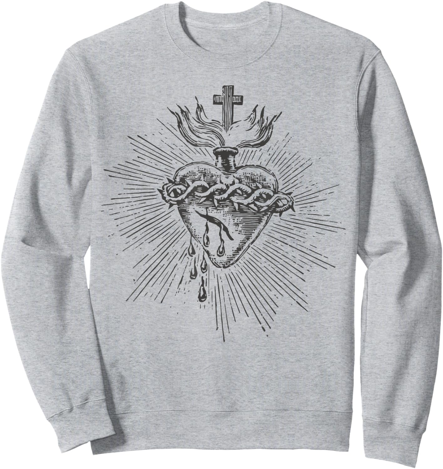 Devotion to the Sacred Heart of Jesus Vintage Catholic Art Sweatshirt - Sweatshirt | Ash