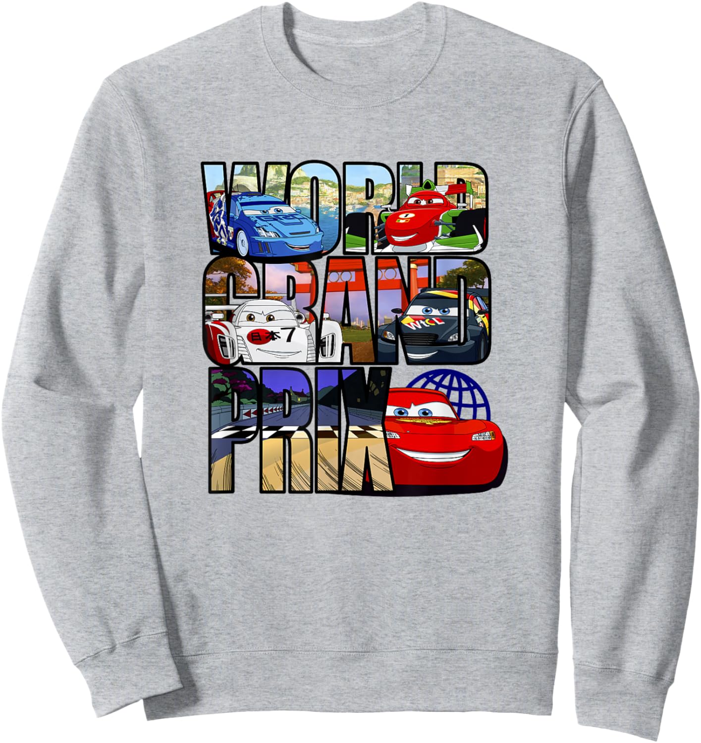 Disney Pixar Cars 2 World Grand Prix Destinations Logo Sweatshirt - Sweatshirt | Ash