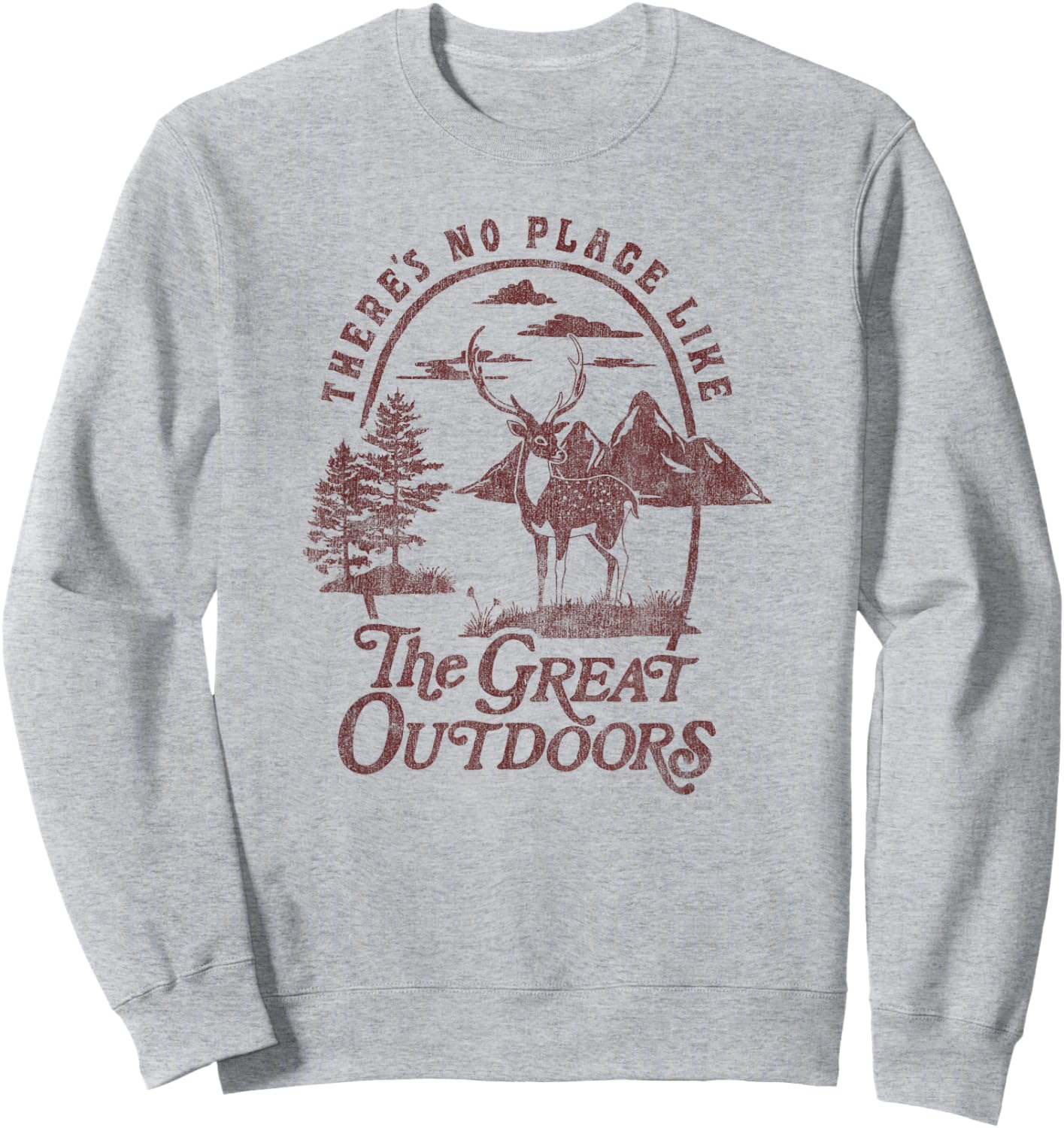 There's No Place Like The Great Outdoors Deer Landscape V2 Sweatshirt - Sweatshirt | Ash