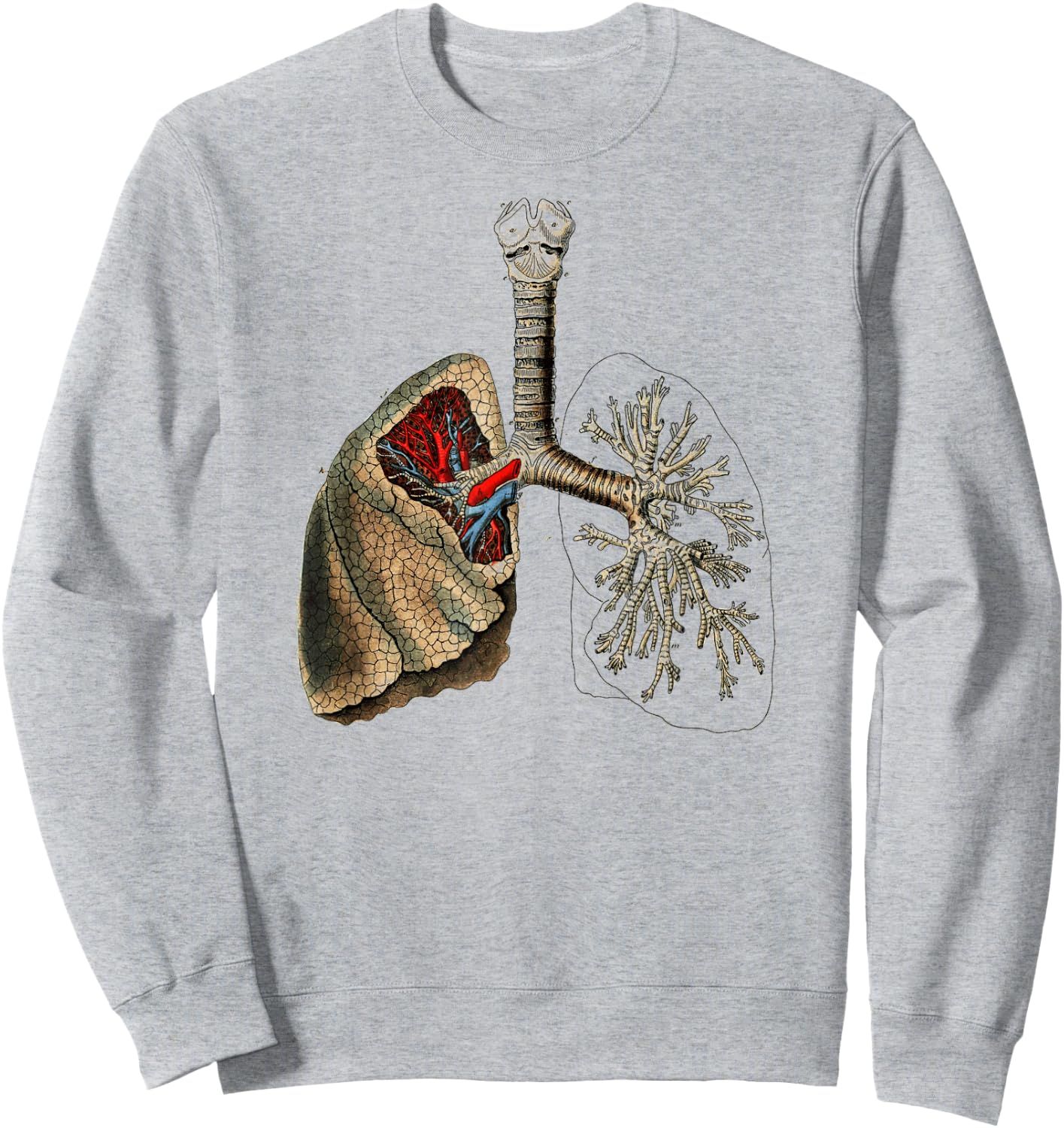 Human Lung Vintage Lung Medical Anatomy Sweatshirt - Sweatshirt | Ash