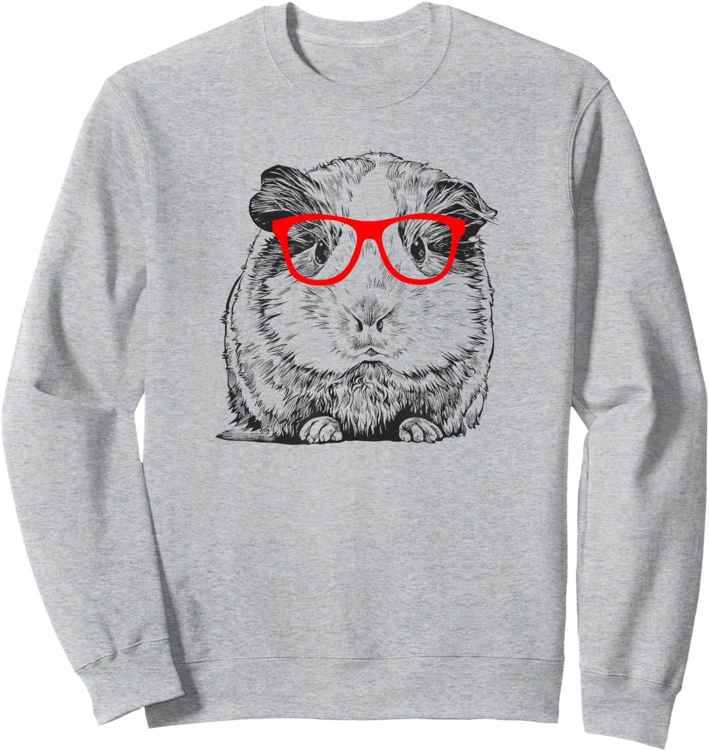 Hipster Guinea Pig in Red Glasses Pet Animal T Shirt Sweatshirt - Sweatshirt | Ash