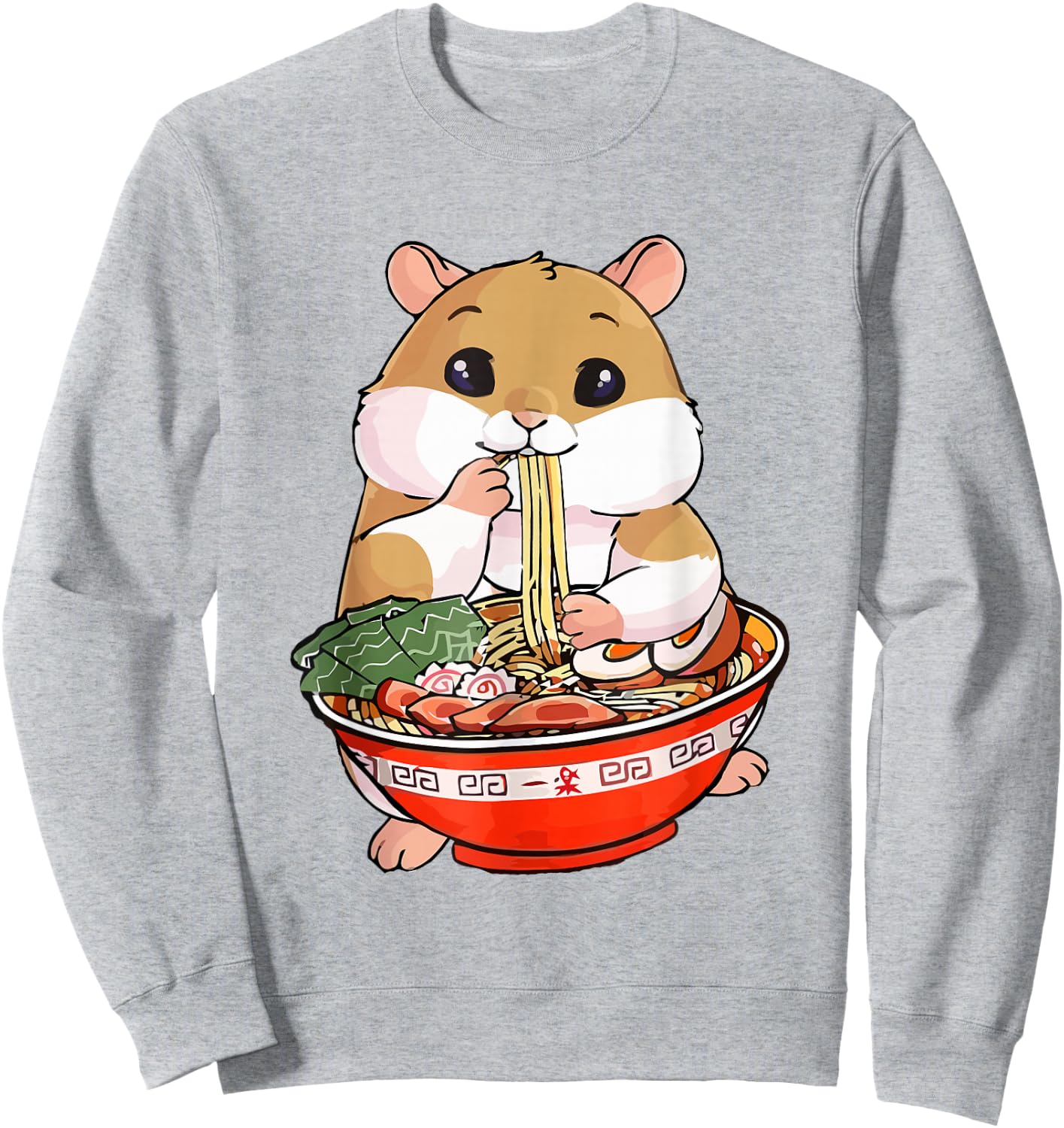 Kawaii Hamster Eating Ramen Noodles Anime Sweatshirt - Sweatshirt | Ash