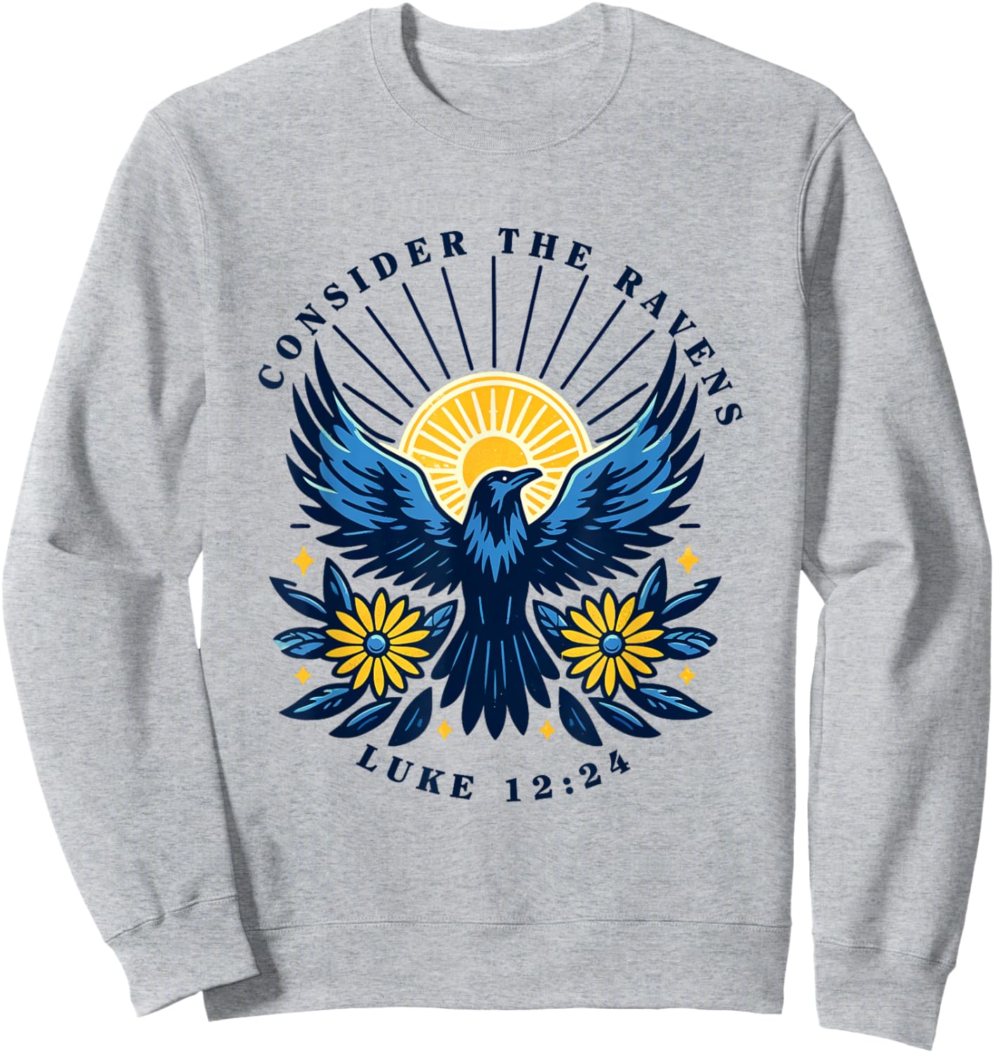 Retro Luke 12:24 Consider The Ravens Christian Bible Verse Sweatshirt - Sweatshirt | Ash