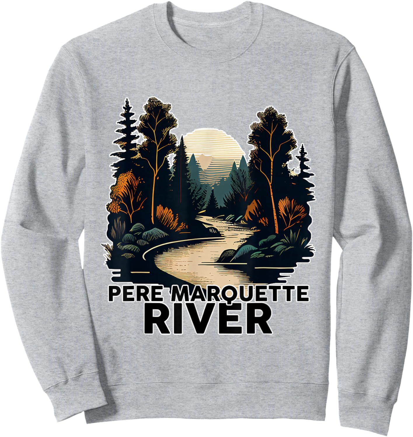 Pere Marquette River Retro River Pere Marquette Sweatshirt - Sweatshirt | Ash