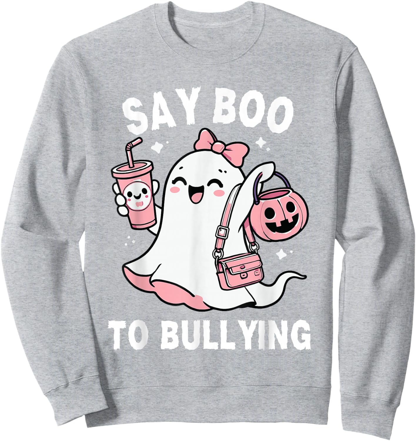 Say Boo To Bullying Orange Anti Bullying Unity Day Halloween Sweatshirt - Sweatshirt | Ash