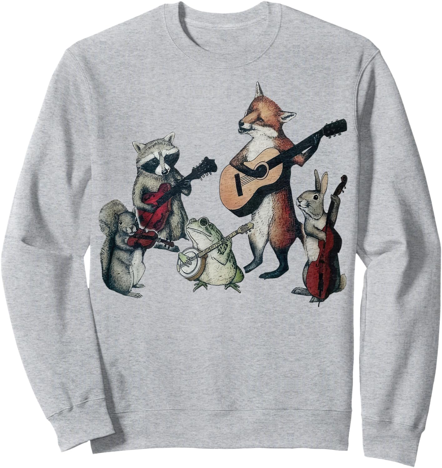 Bluegrass Animal Band Geeky Musical Vintage Sweatshirt - Sweatshirt | Ash