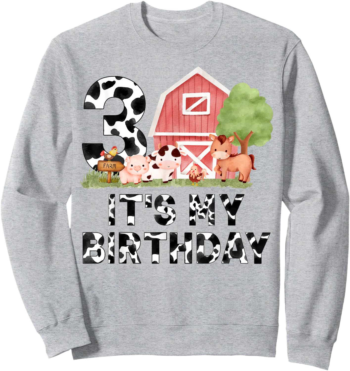 It's My 3rd Birthday Boy Girl Farm Animal 3 Years Old Kids Sweatshirt - Sweatshirt | Ash