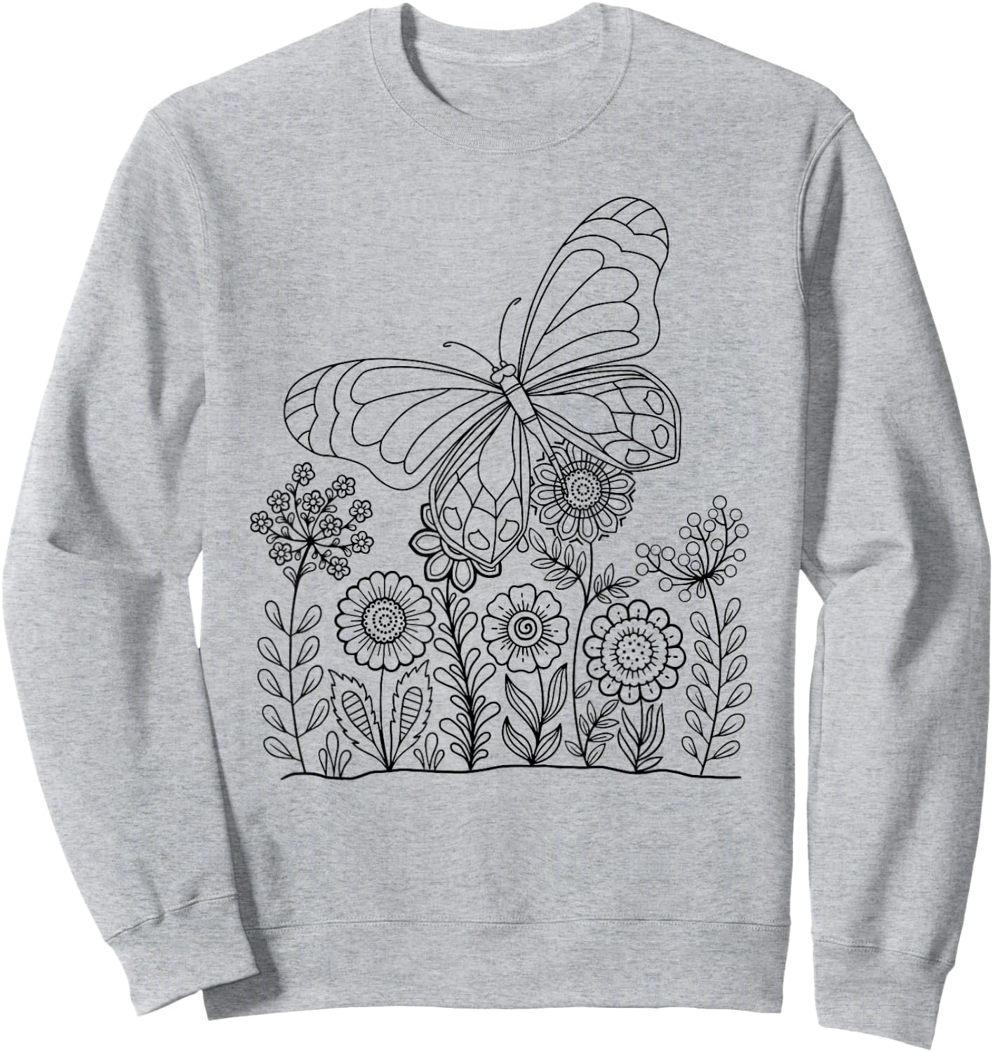 Butterfly Design for Colouring and Painting for Children Sweatshirt - Sweatshirt | Ash