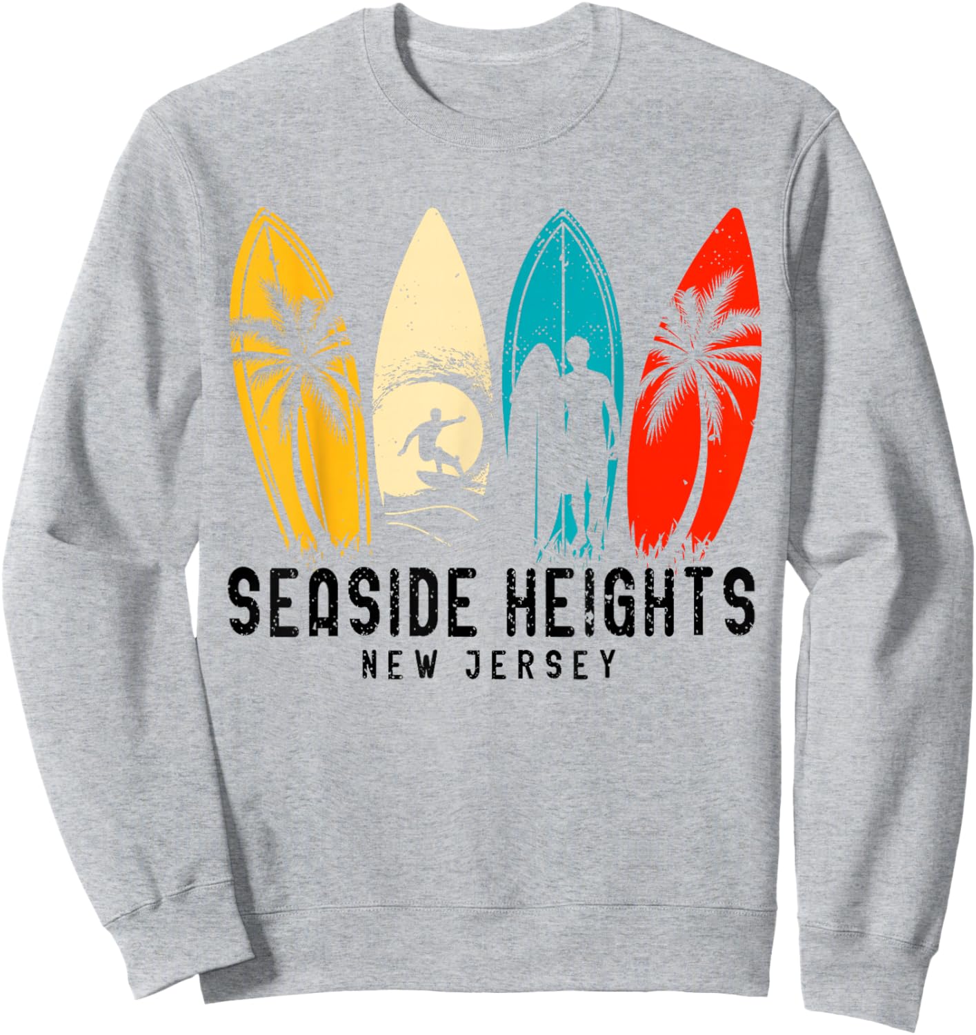 Vintage New Jersey Seaside Heights Surfboarder Sweatshirt - Sweatshirt | Ash